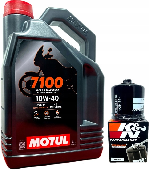 Olej Motul 7100 4T 10W40 Ester MA2 4L+ Filtr Oleju K&n 138