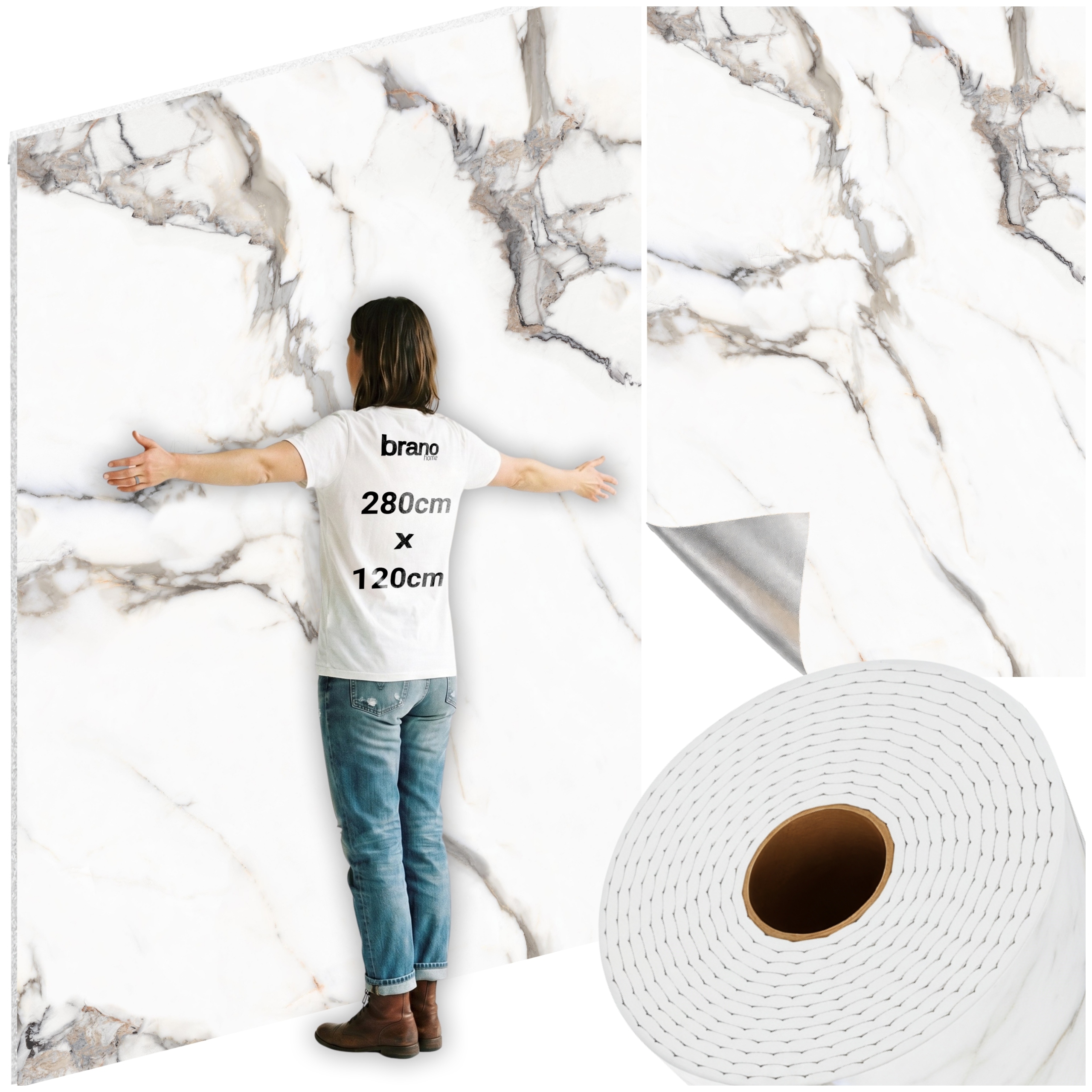 Tapeta Samoprzylepna Marmur Szeroka 280x120 cm Połysk Dekoracyjna na Ścianę