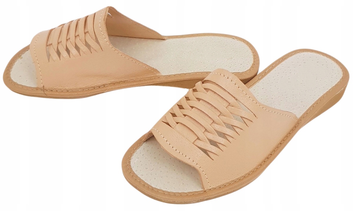 Pantofle 100% Skóra Kapcie Góralskie Odkryte *37* Marka Halskór