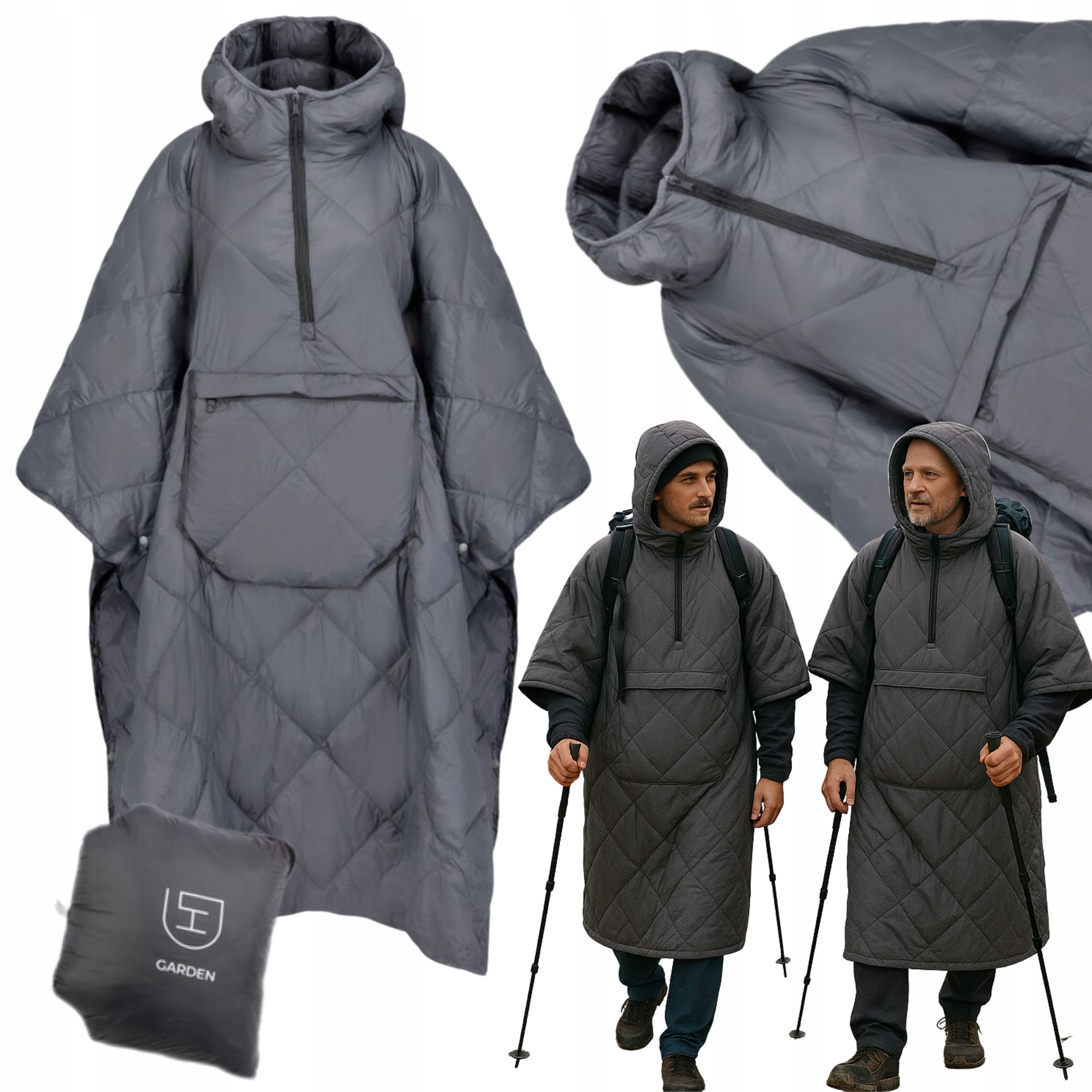 Pončo Pláštěnka Pončo Proti Dešti Unisex Černá Pánská