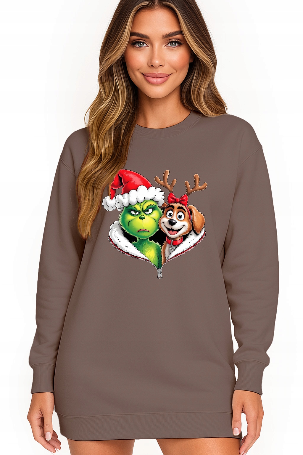 Mikina Vánoční Oversize Šaty Grinch Sob Dárek K Svátku M