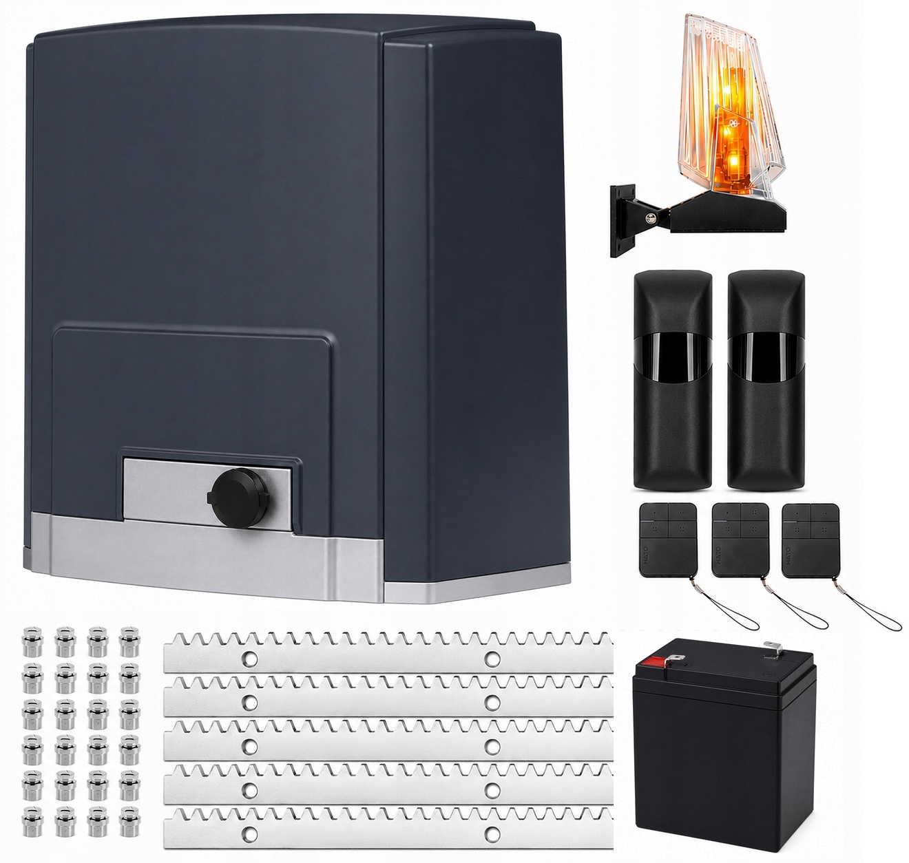 Pohon pre posuvnú bránu Hato DKC800 800KG Lišta 5 m, 3x diaľkový ovládač, lampa