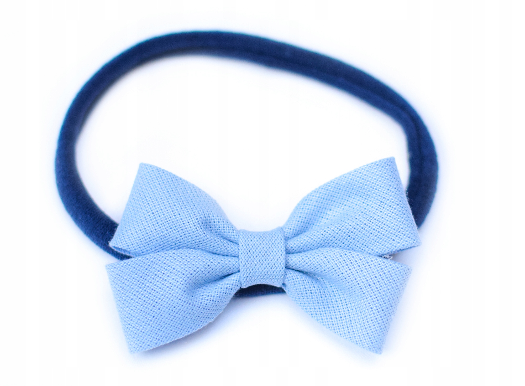OPASKA na głowę niemowlęca z kokardką, niebieska i granat