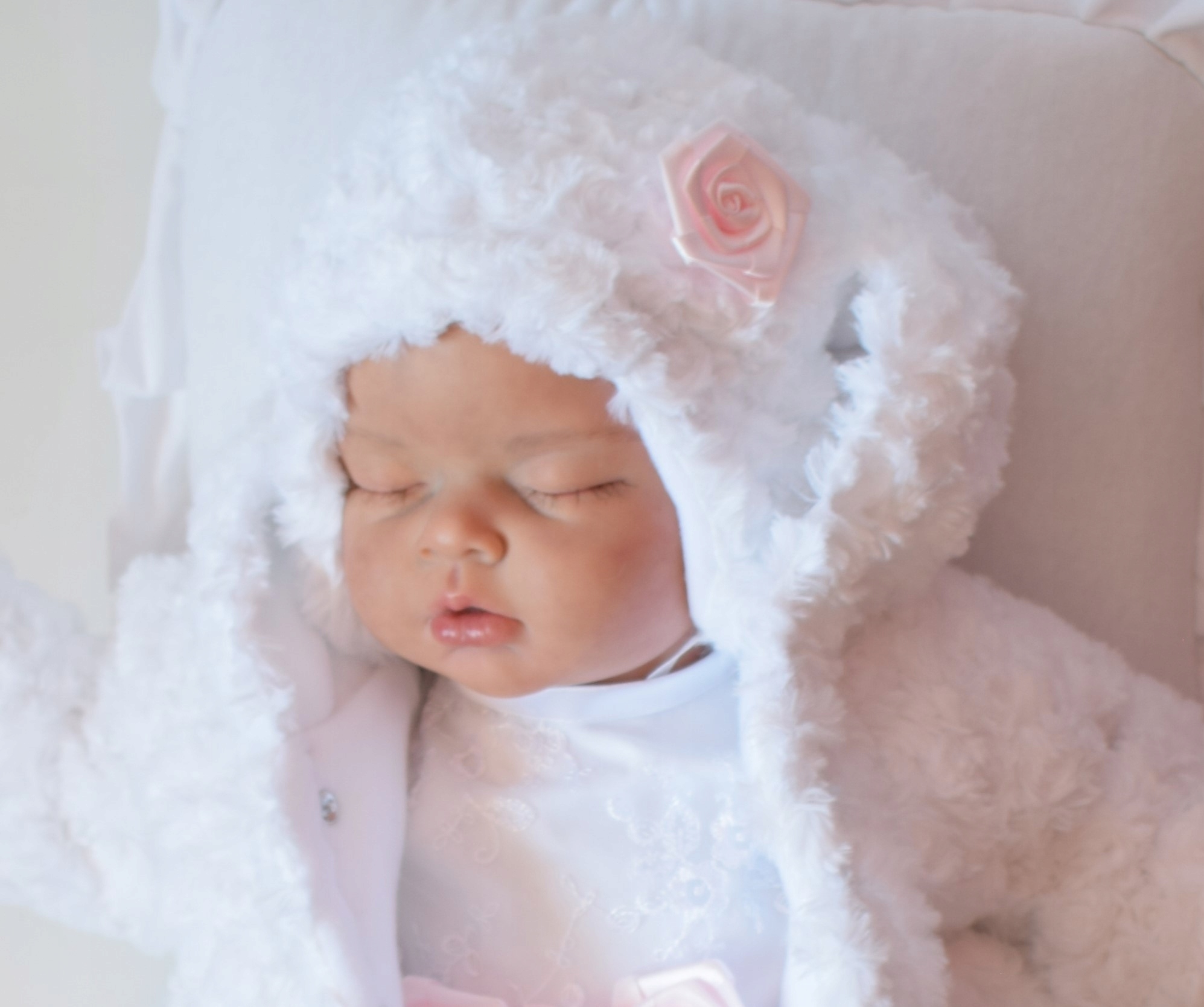 Ciepła CZAPKA polar futerko CHRZEST 74 80 AMELIA Kolor wielokolorowy