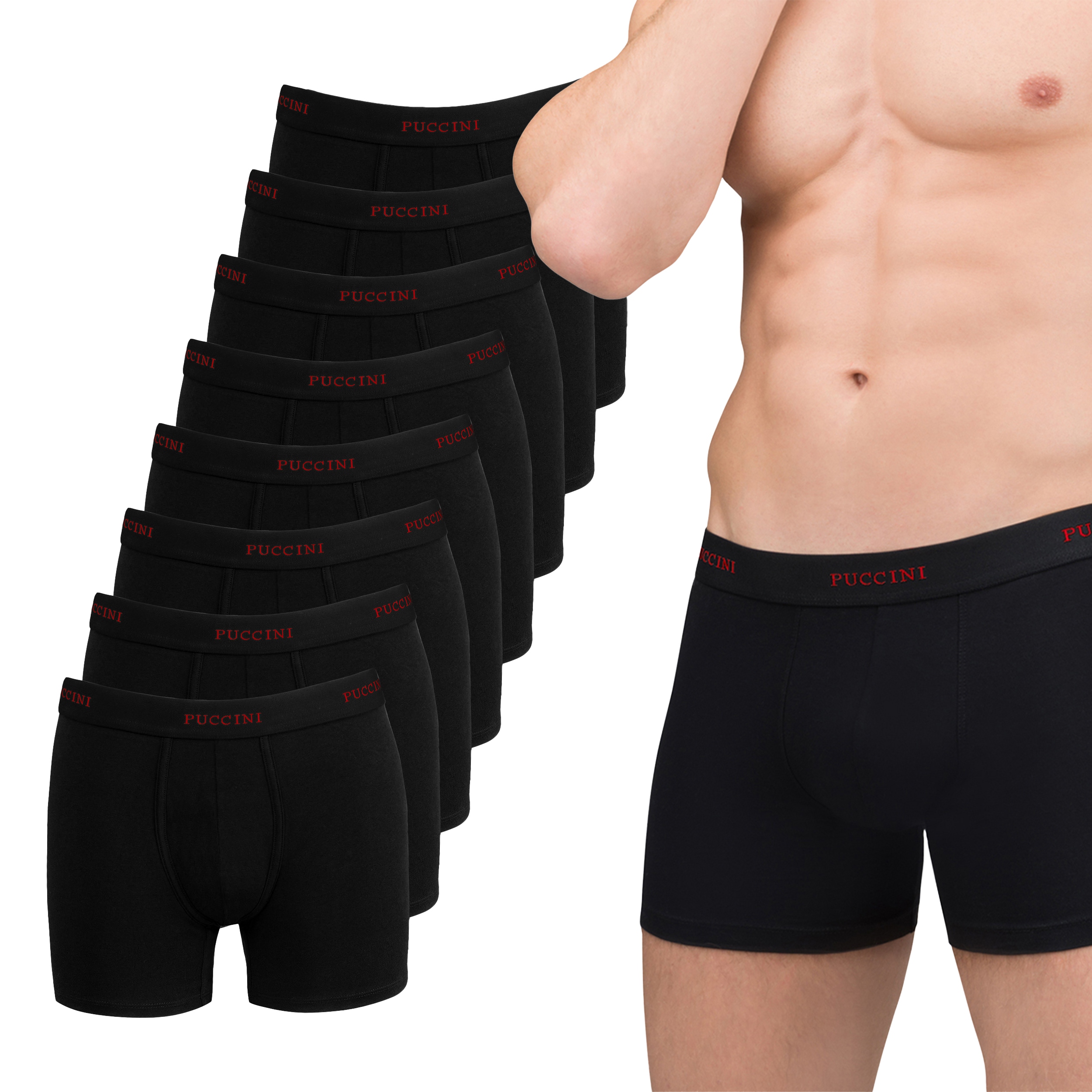 Pánské boxerky Puccini Černé Sada 8 kusů Bavlněné Velikost L BX05L-1-1