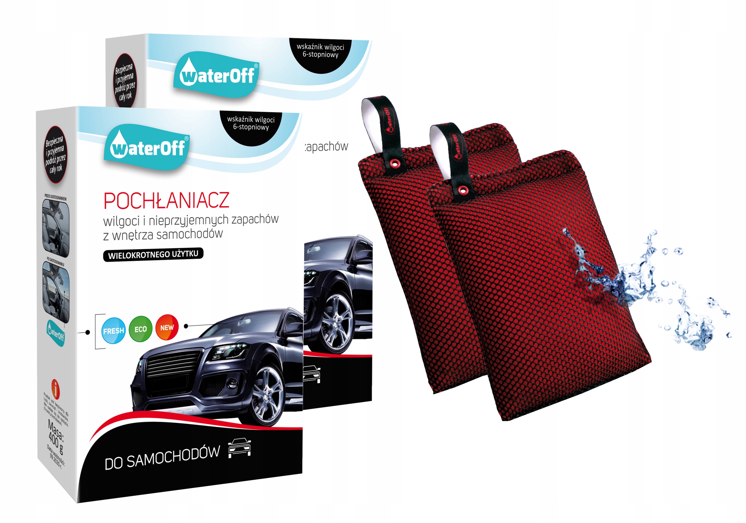2X POCHŁANIACZ WILGOCI WaterOFF do AUTA odnawialny