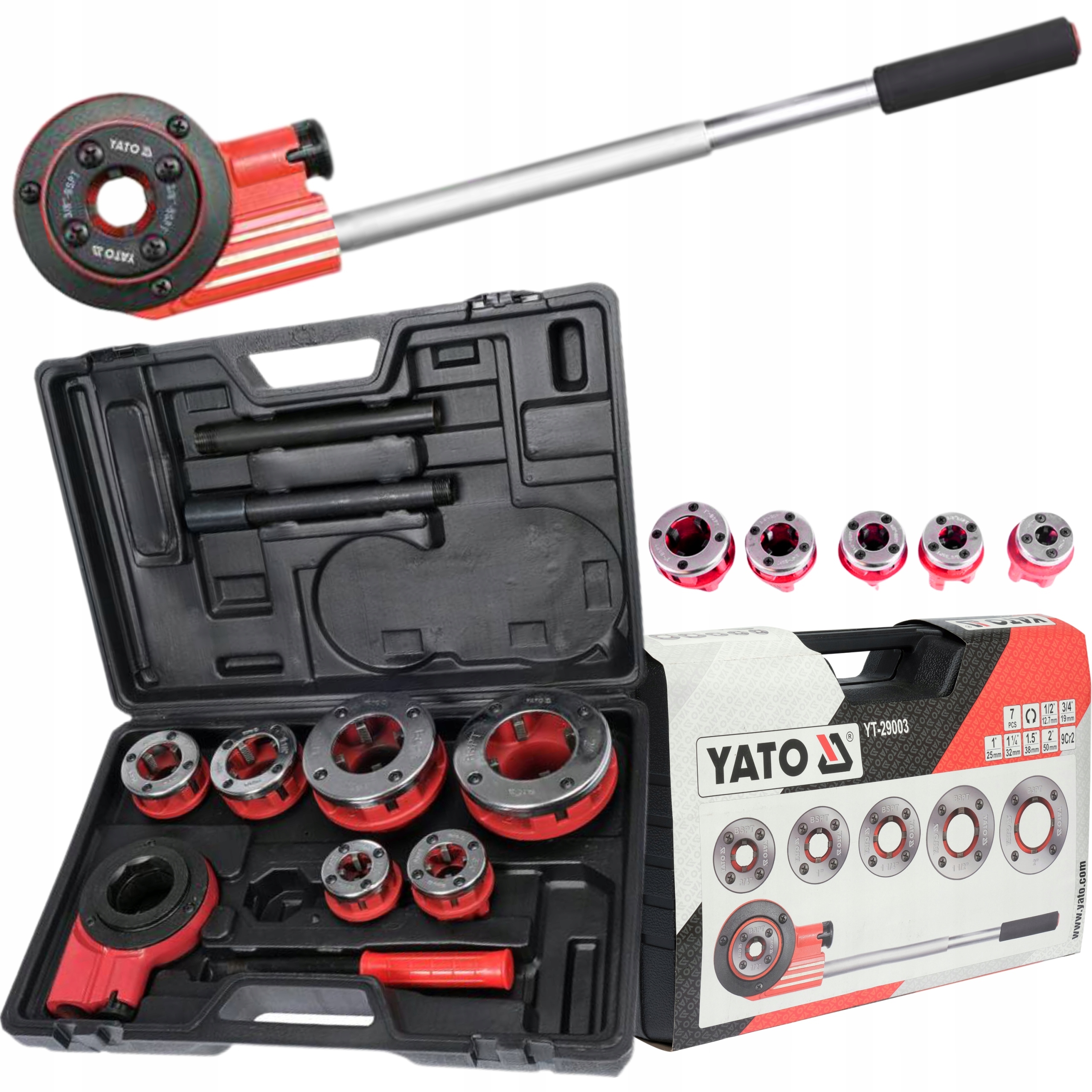 YATO GWINTOWNICA RĘCZNA DO RUR 6 GŁOWIC NARZYNEK yt-29003