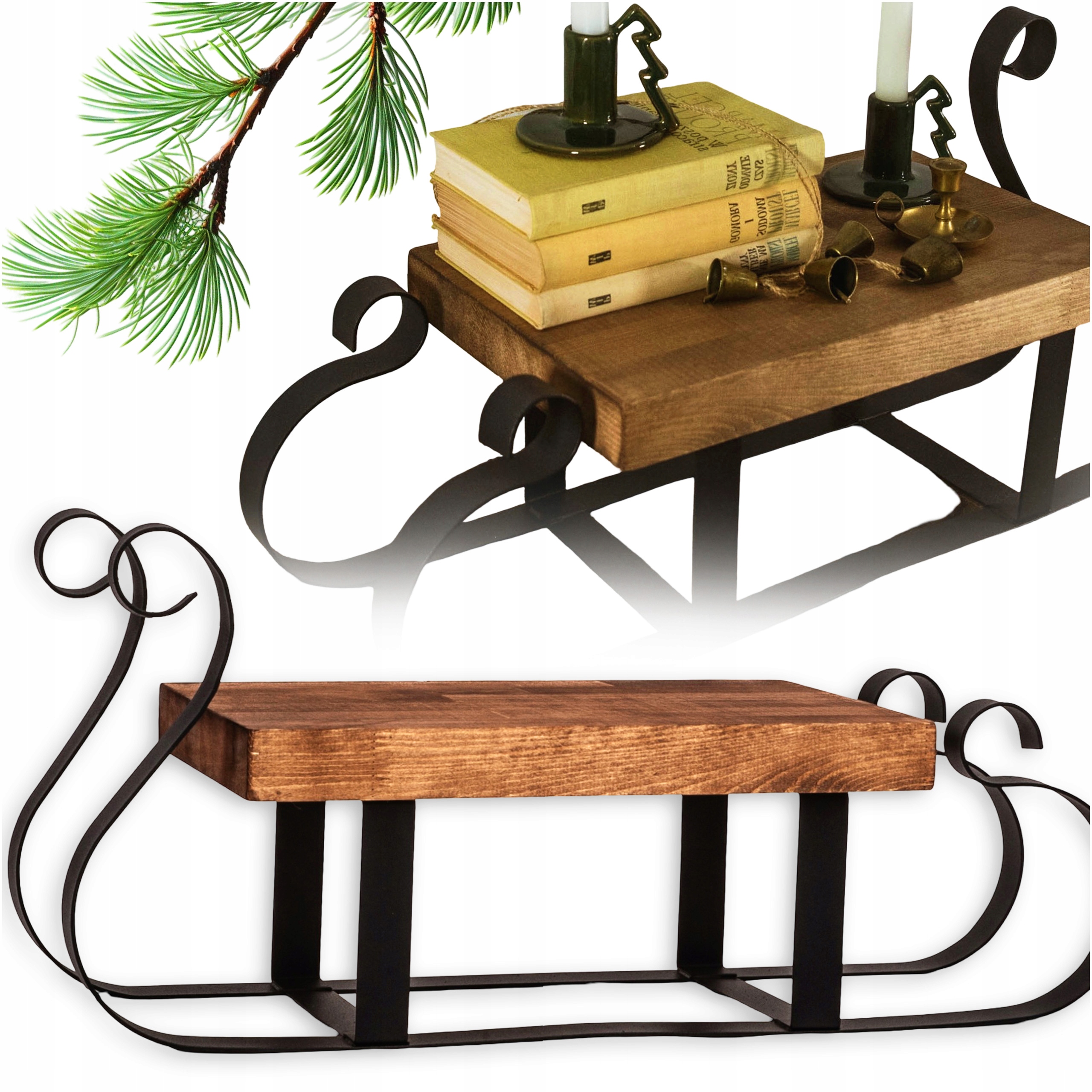 Dekorativní Dřevěné Kovové Vánoční Sáňky Pod Stromeček Dekorace Dárky