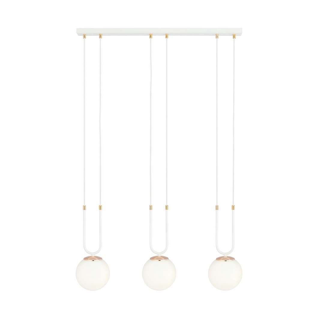 Závesná lampa Emibig Glam 3 bod biela akcent opálové tienidlo biela E14