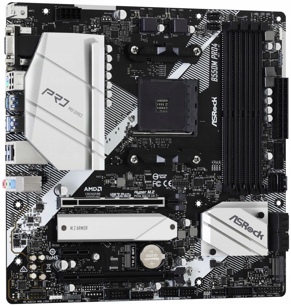 ASRock B550M Pro4 AM4 4x DDR4 DIMM D-Sub Hdmi Dp 2x M.2 Usb T