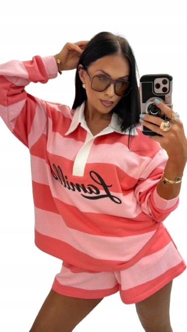 Sada Stripes Polo La Milla S Růžová