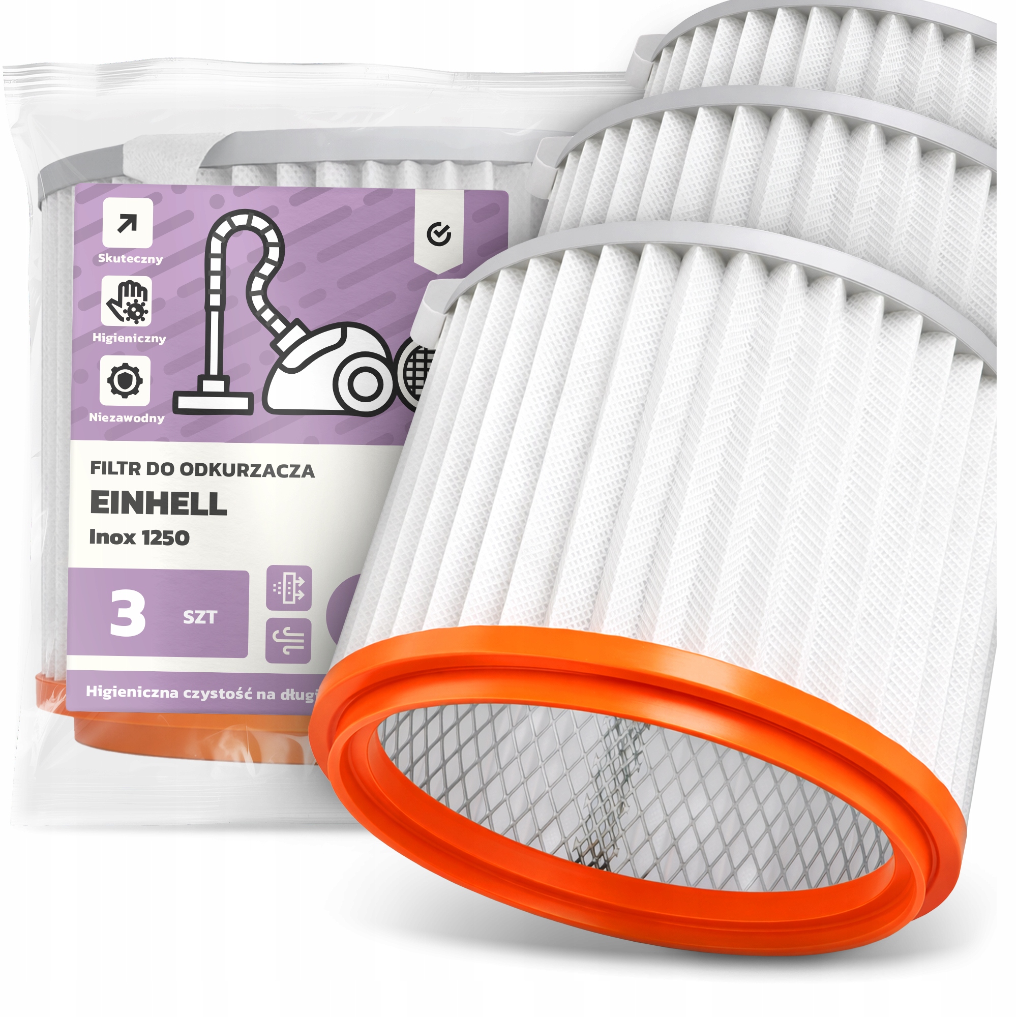 3x Vzduchový Filtr pro vysavač Einhell Inox 1250 Omyvatelný Filtr Em-w