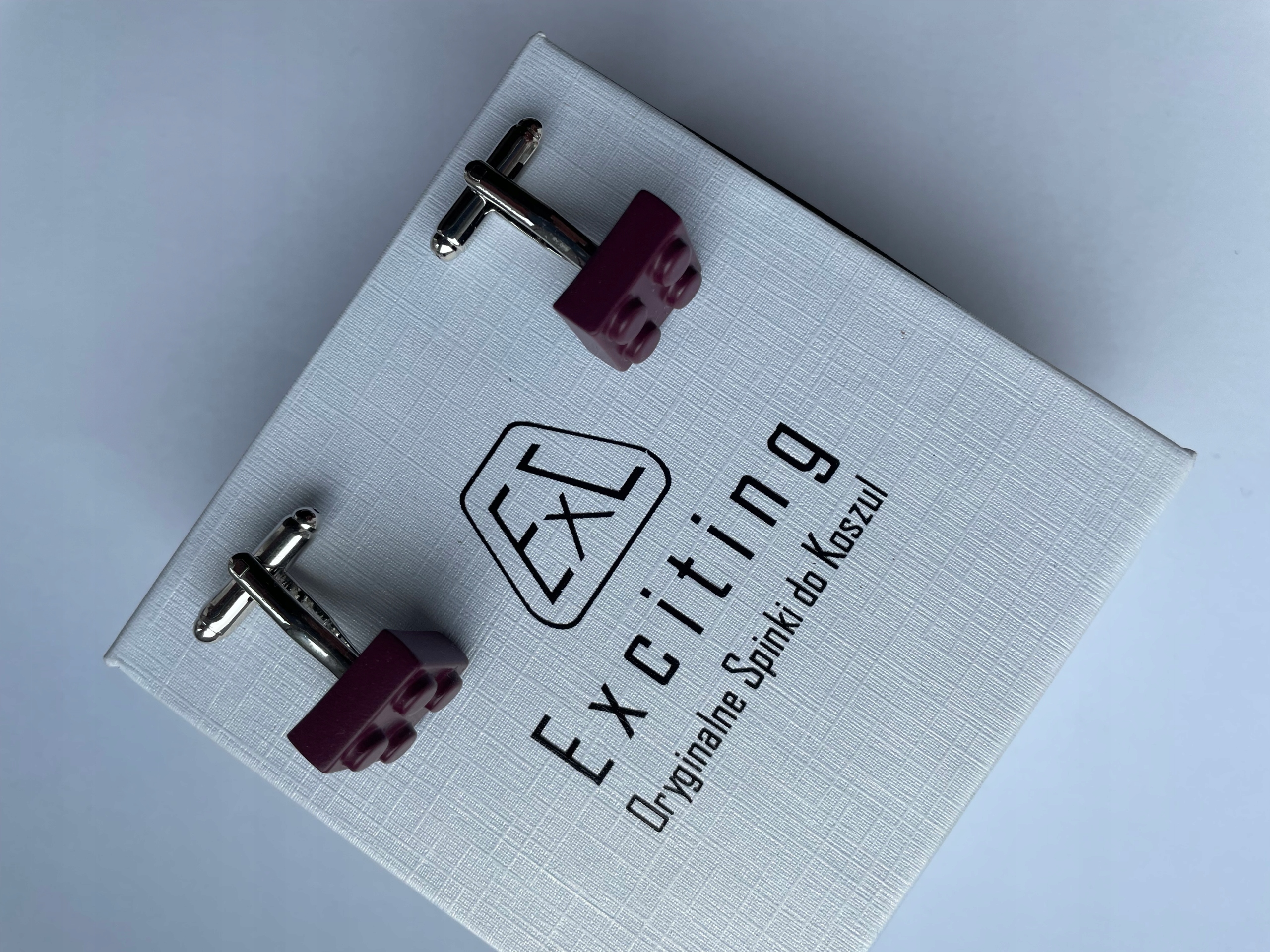 Stylové manžetové knoflíčky Exc Klocek Lego kostky pro chlapce Vřes Fialová