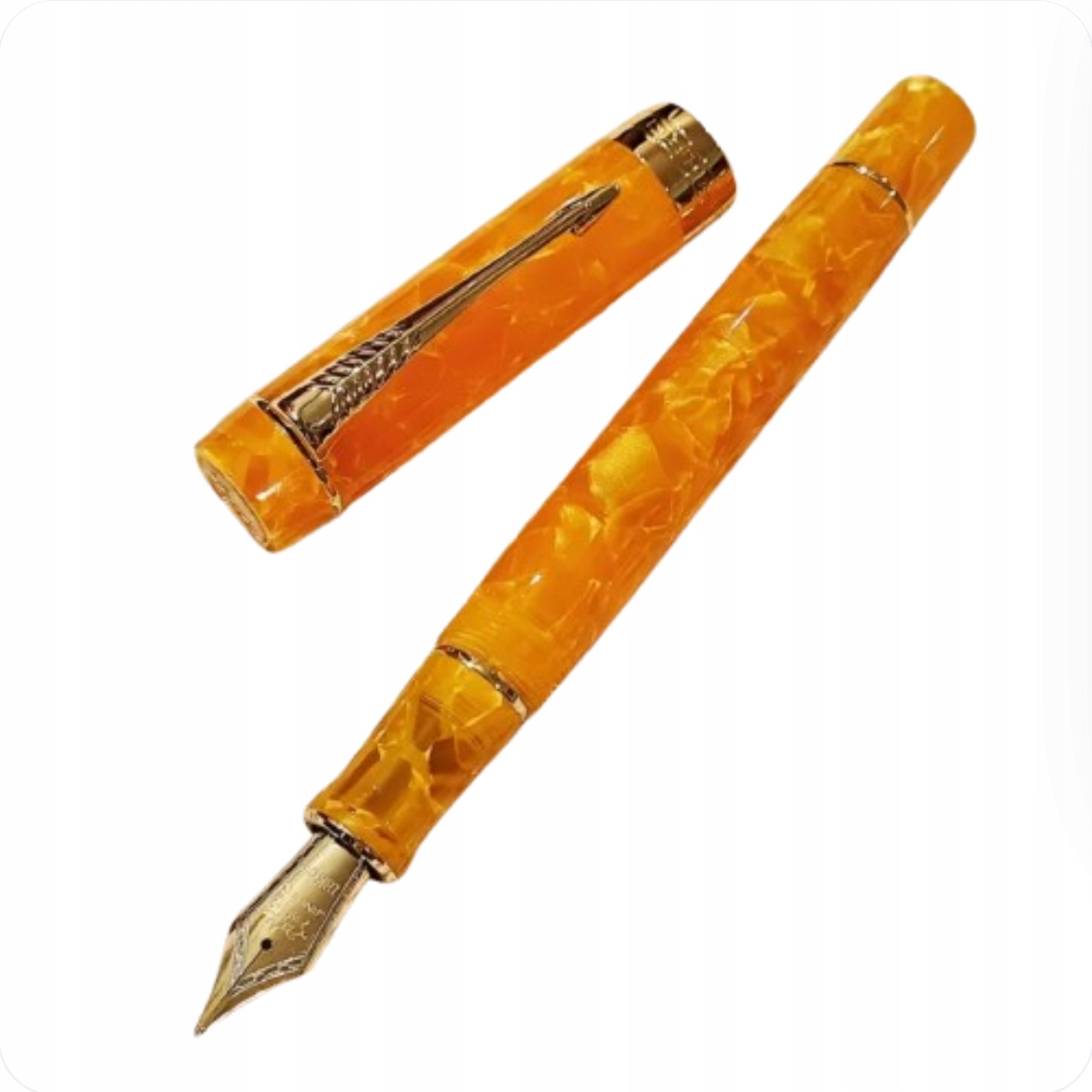 Ekskluzywne pióro żywiczne Jinhao 100S- Pomarańcz F-0,5 mm Złota stalówka