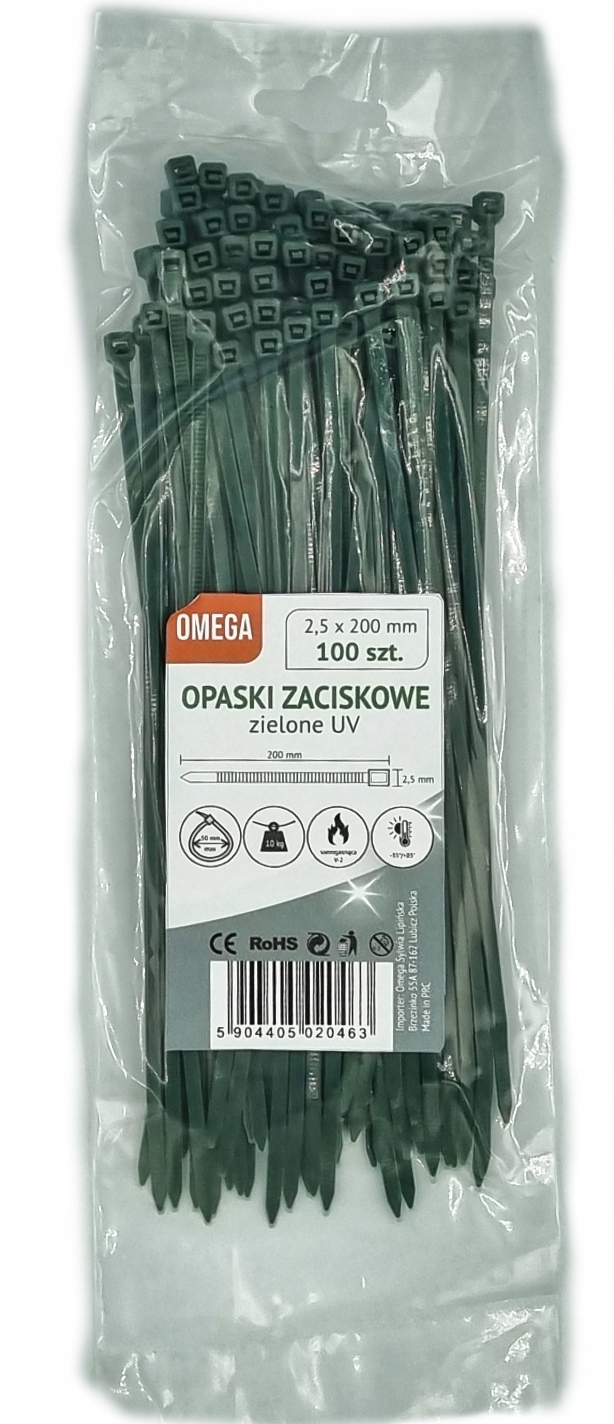 OPASKI ZACISKOWE TRYTKI ZIELONE 100 SZT 2,5x200