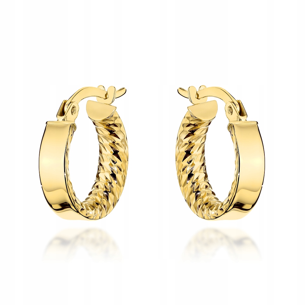 Náušnice zlaté kroužky 585 vnitřní drážkované 1.42g Široká kolečka 14kt