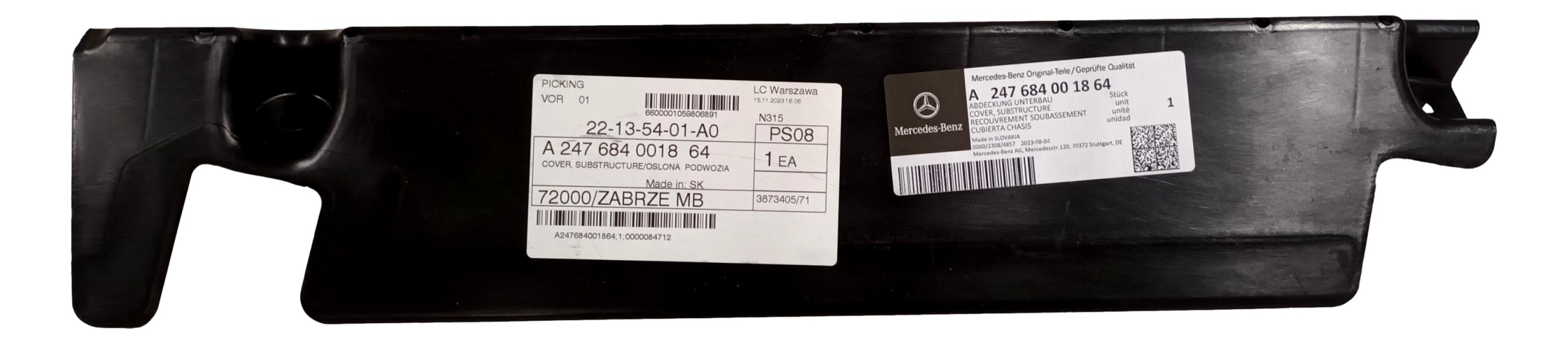 MERCEDES CLA W177 W247 Oslona podwozia pod zderzak tyl OE