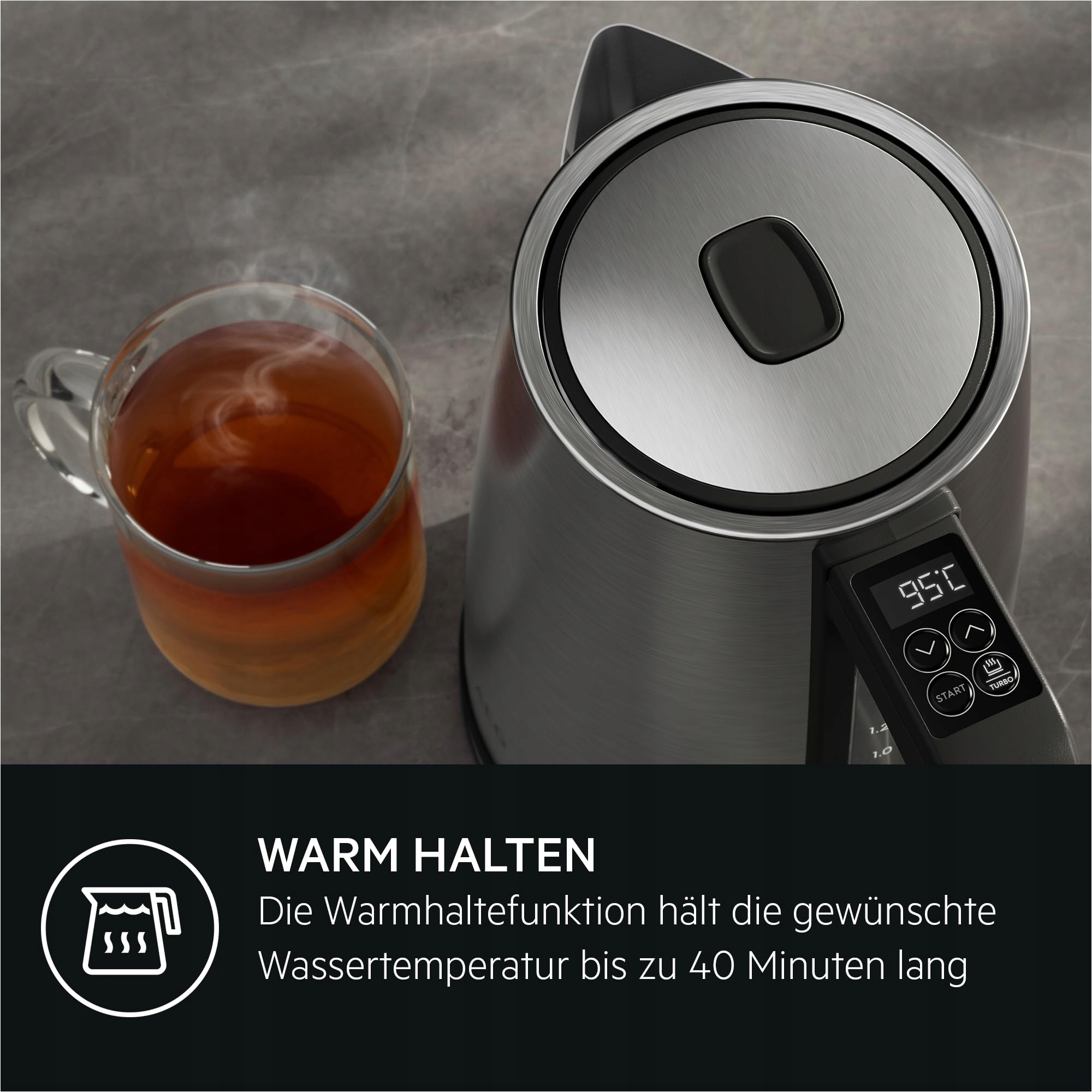 AEG Czajnik Elektryczny 2400W, 5 Temp, 1.7L, Stal Nierdzewna — miniatura 9