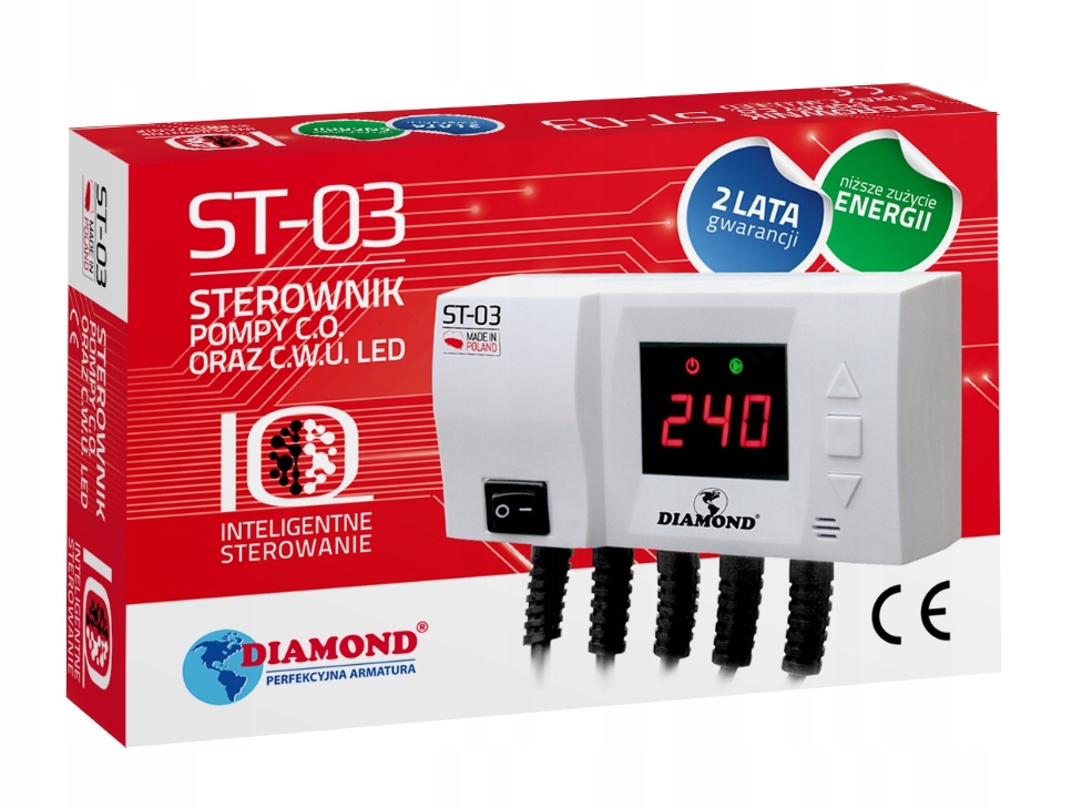 STEROWNIK POMPY C.O. i C.W.U. ST-03 LED Marka Diamond