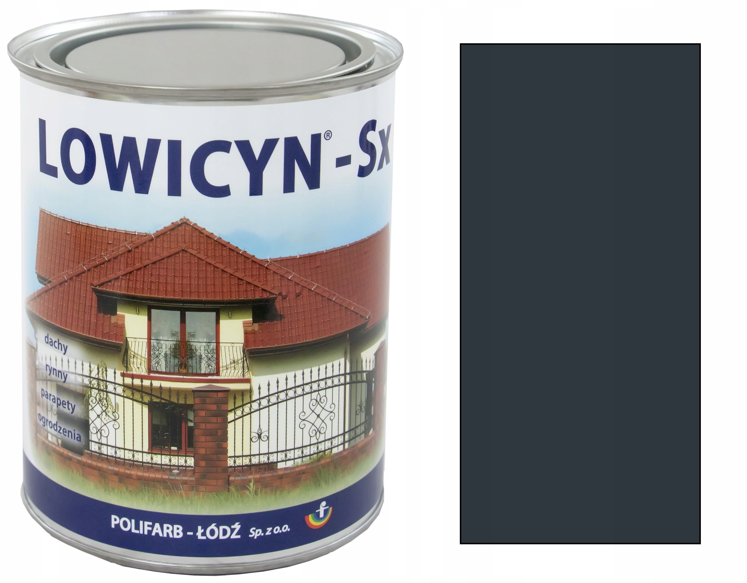 Lowicyn Sx farba na ocynk Polifarb Łódź Szary Antracyt RAL7016 Połysk 10L