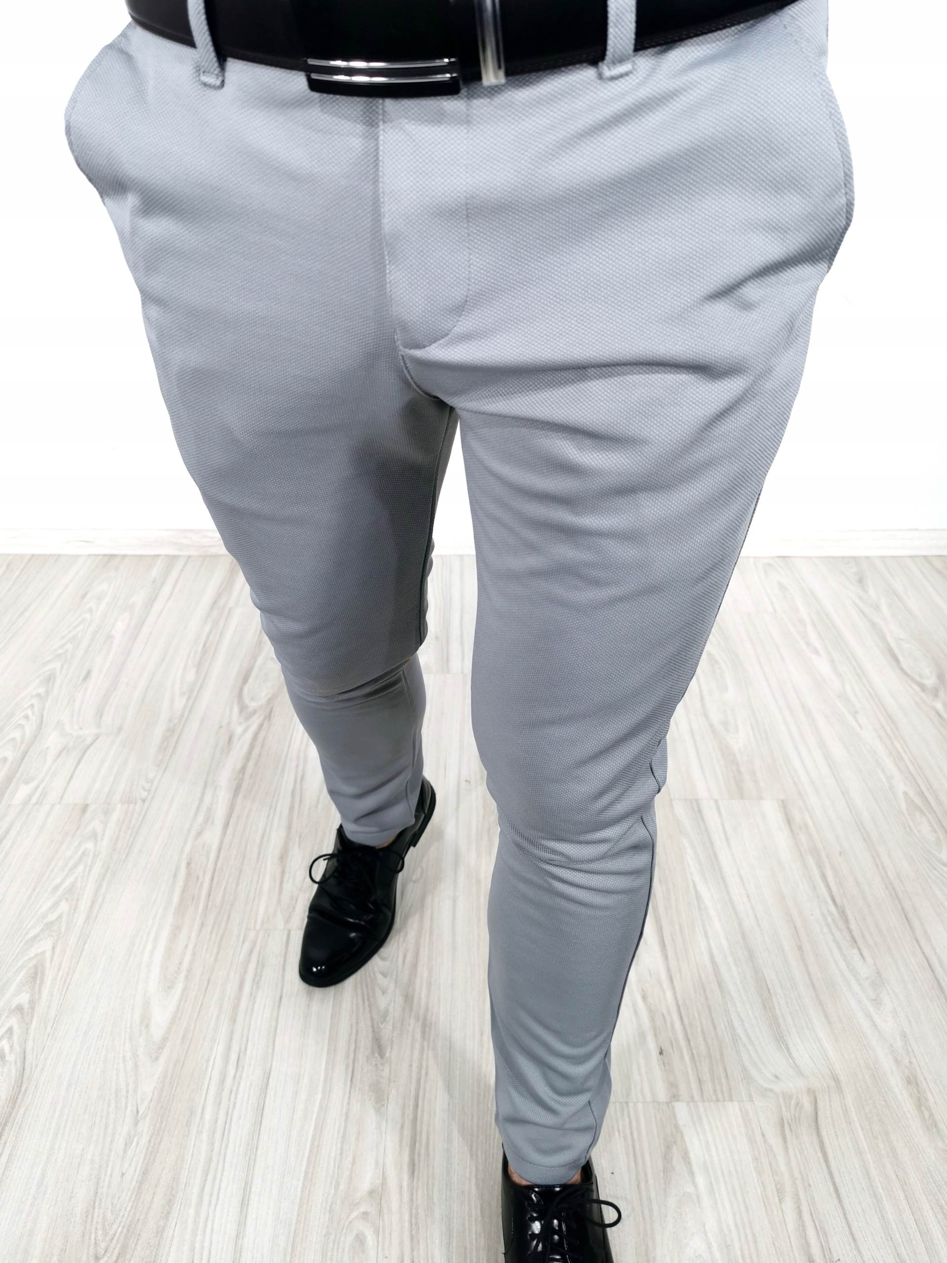 Šedé pánské elegantní kalhoty s hladkou strukturou IM 36