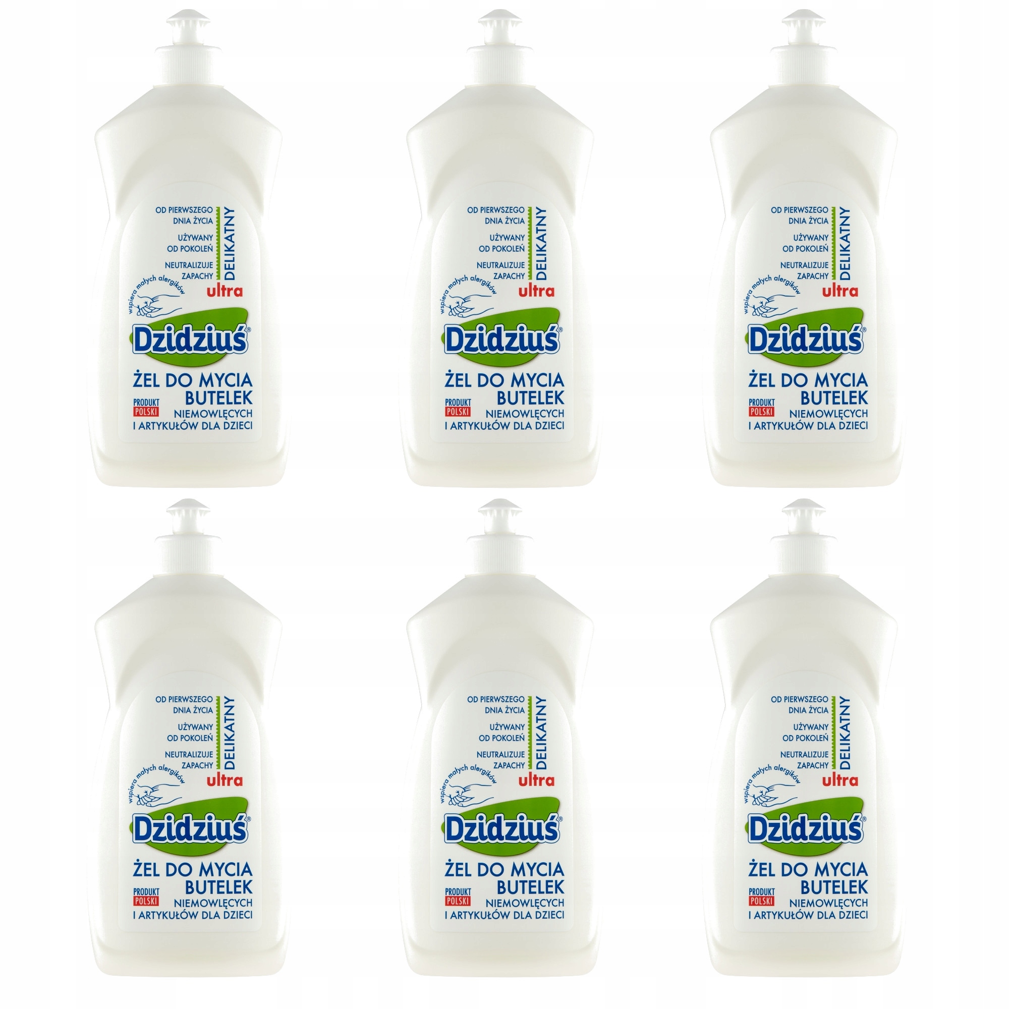 6x Żel płyn mycia butelek, smoczków DZIDZIUŚ 500 m