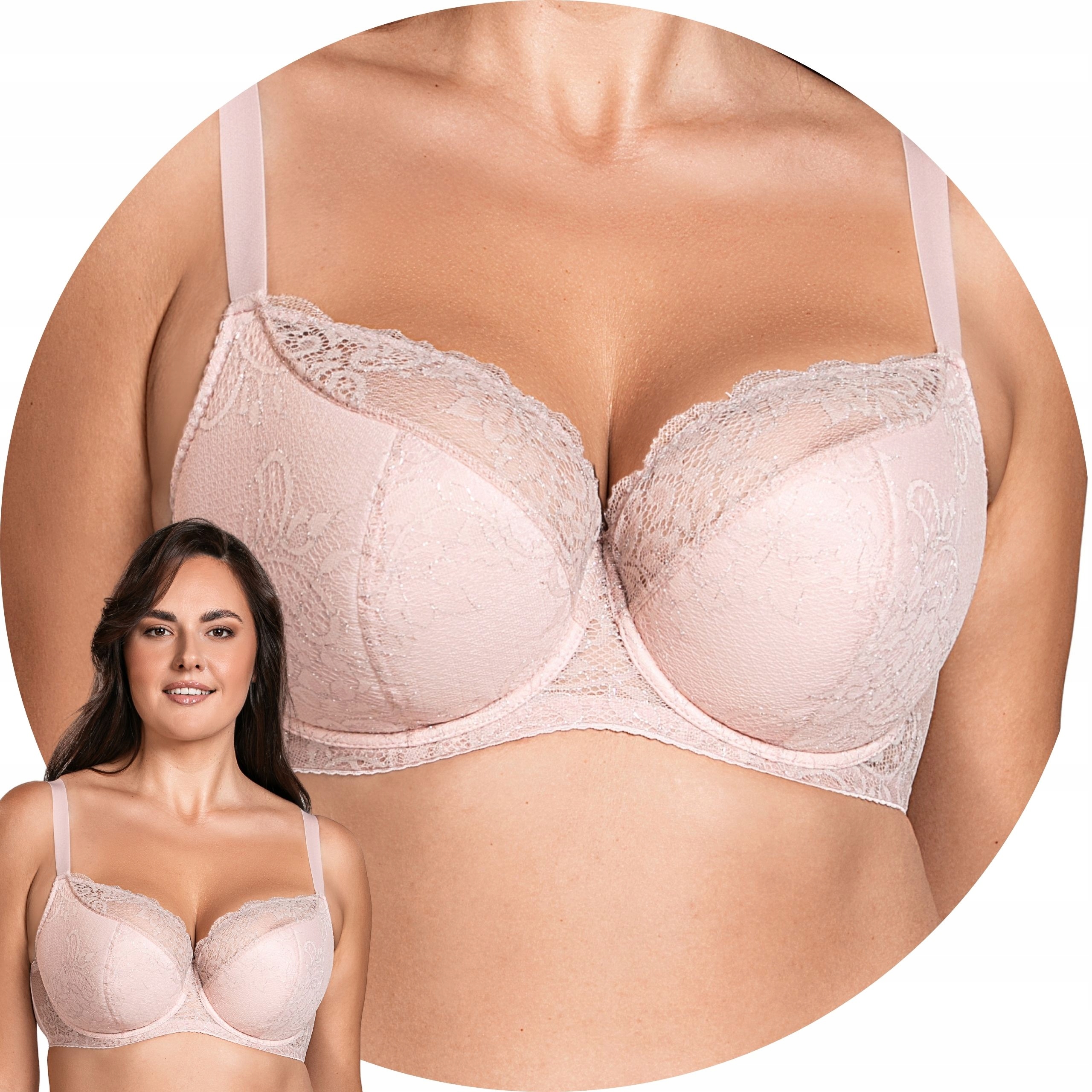 Vivisence 1045 różowy koronka Biustonosz półusztywniany 75E Semi Soft