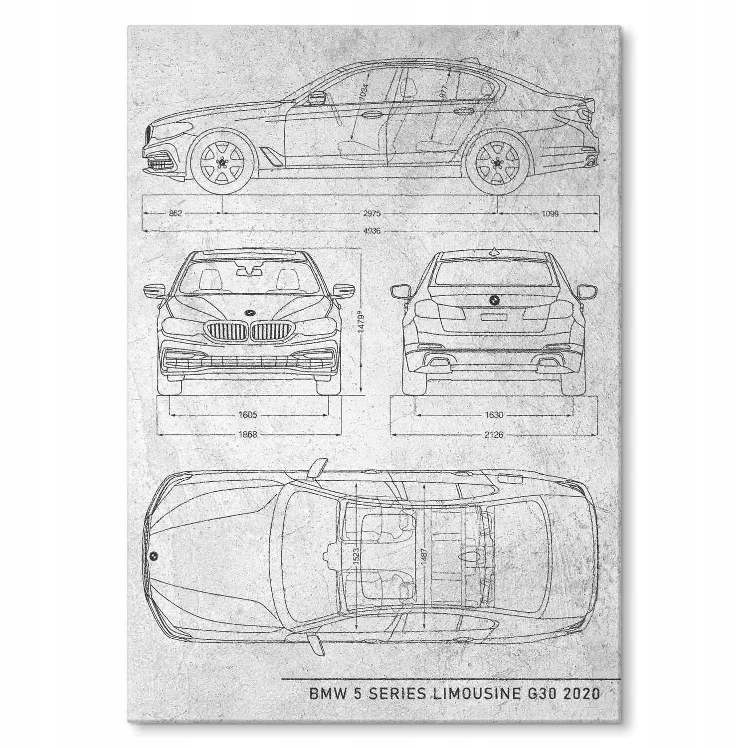 Kovový plakát Bmw 5 Limousine Stone Dárek 22 x 31 cm