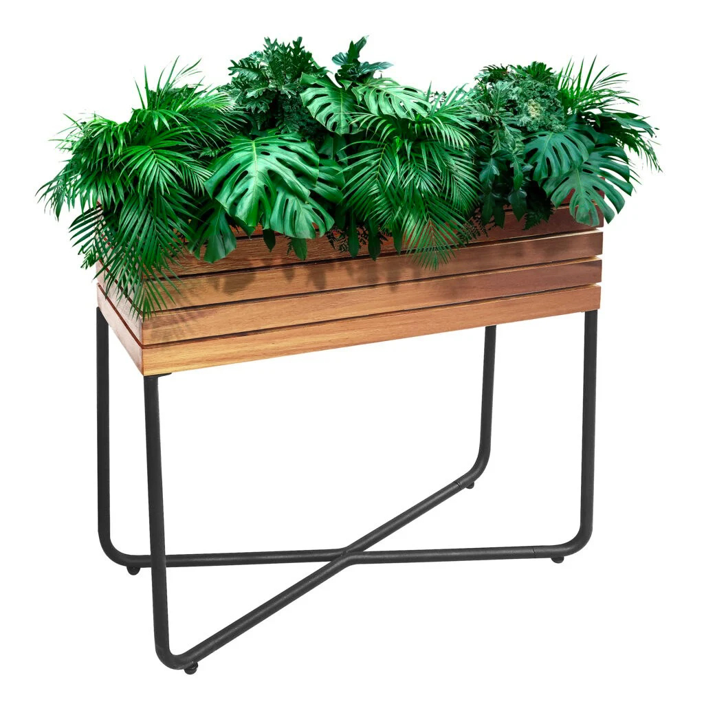 Doniczka z naturalnego drewna akacji. 62 cm x 22 x 60 cm