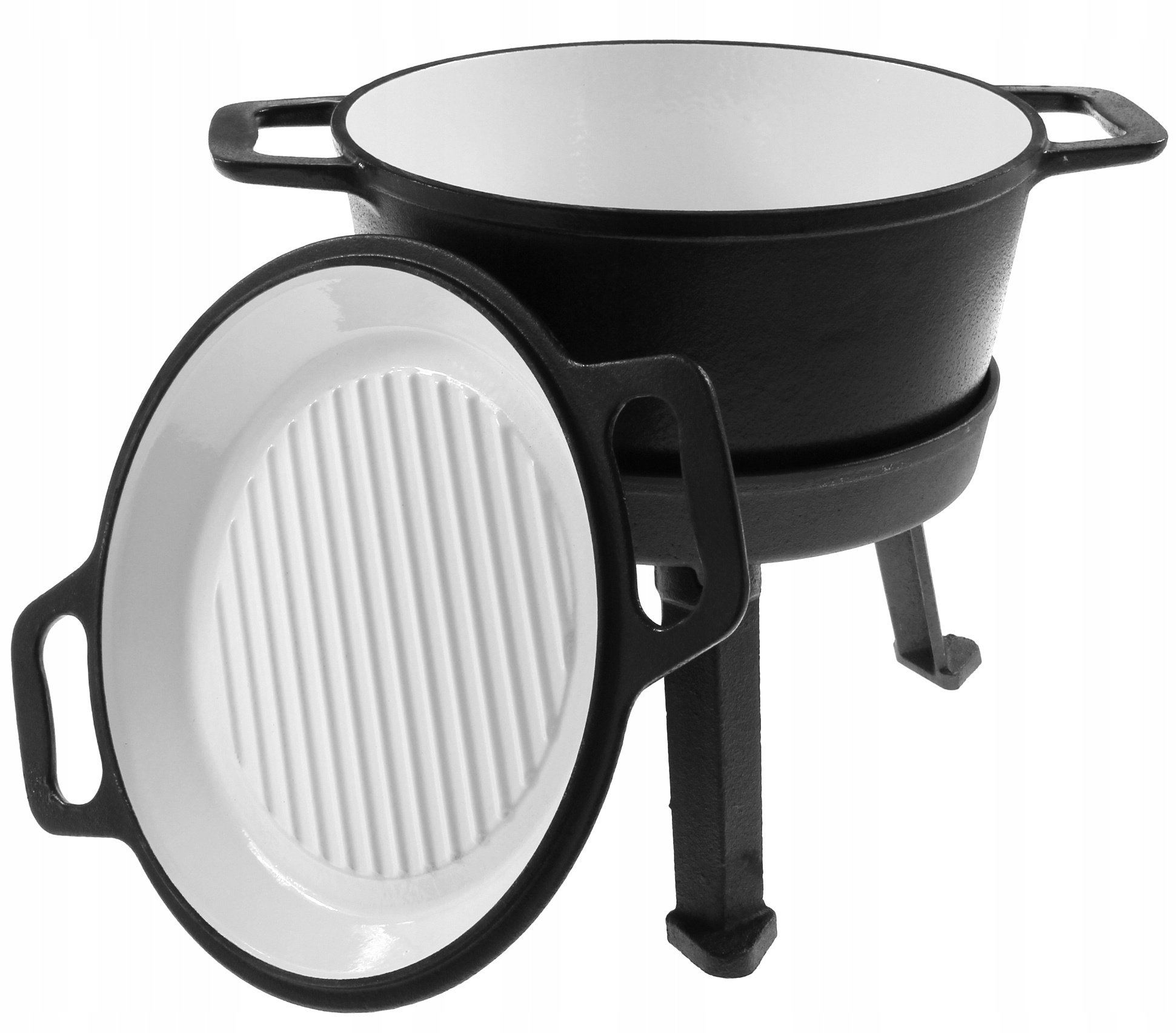 Kociołek Żeliwny Myśliwski Patelnia Emaliowany 8L