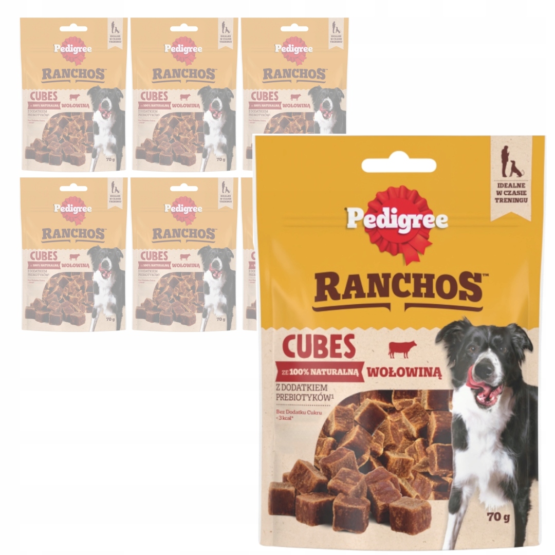 Levně Pedigree Ranchos Cubes s hovězím masem 7x70g Pamlsky Psí Pamlsek