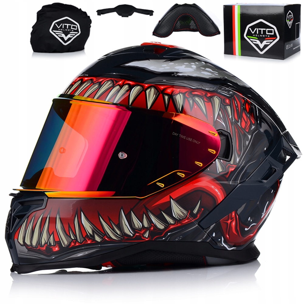Motocyklová Prilba Vito Presto Monster Integrálna Revo Sklo Clona