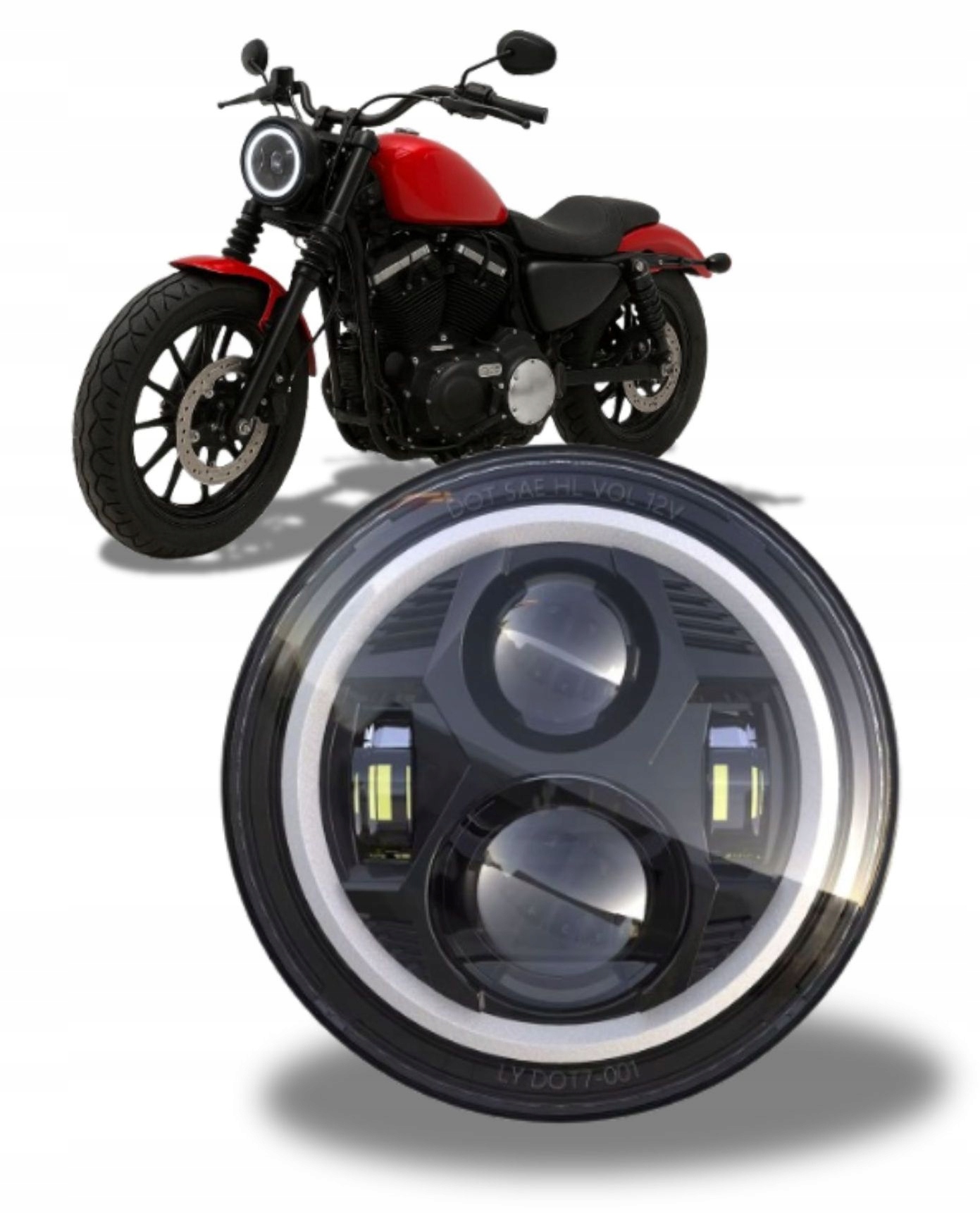 Reflektor Motocyklová Lampa H4 Led 5.75" Ring Európska Homologácia Motor
