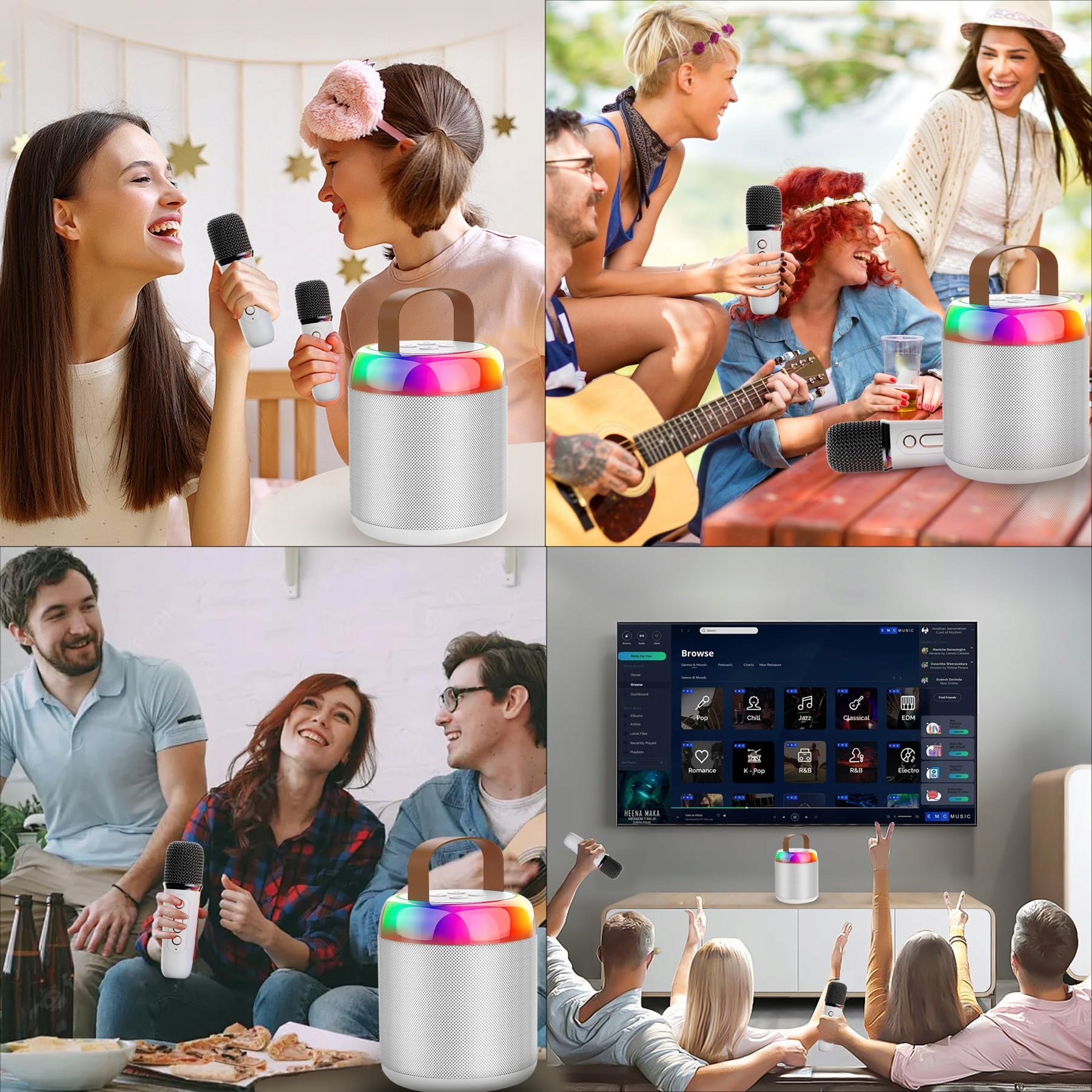AVEEK Karaoke Maszyna Z Mikrofonem Bezprzewodowym Bluetooth Dla Dzieci — miniatura 6