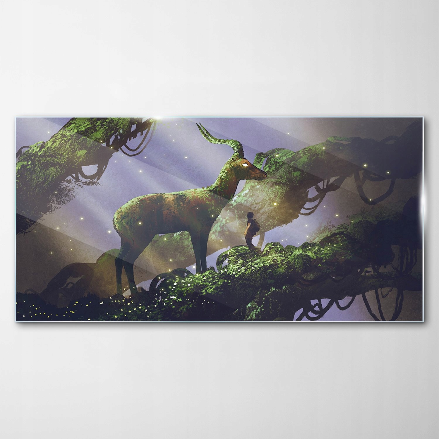 Obraz Sklenený Dekor Lezenie Jeleň Socha 120x60