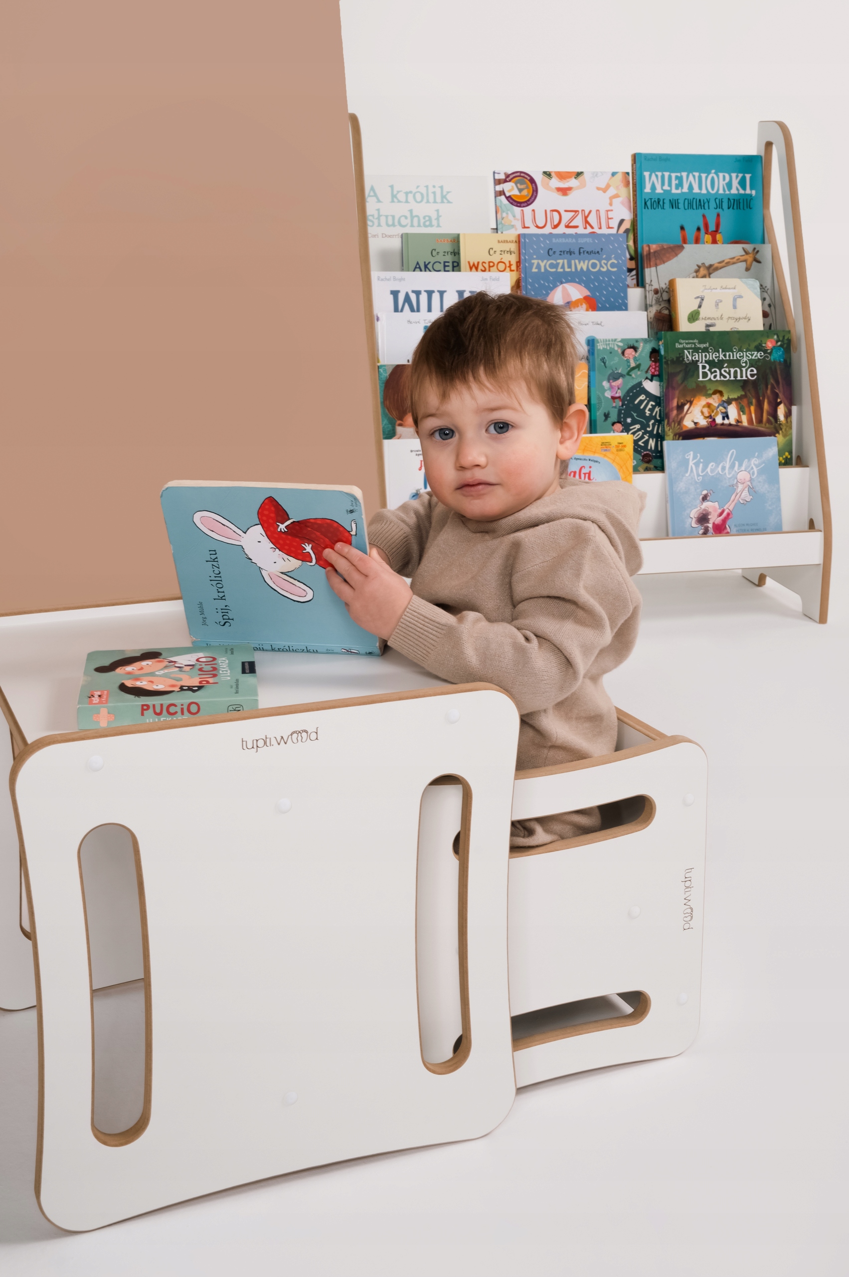 KRZESEŁKO / STOLIK 2W1 SMALLY tupti.wood Wysokość siedziska 15 cm