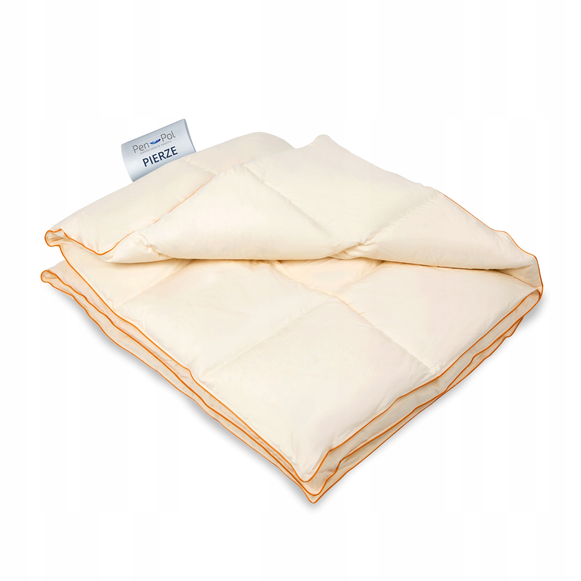 Přikrývka 180x200 z peří 90 % Standard, celoroční, 100% Bavlna Ecru