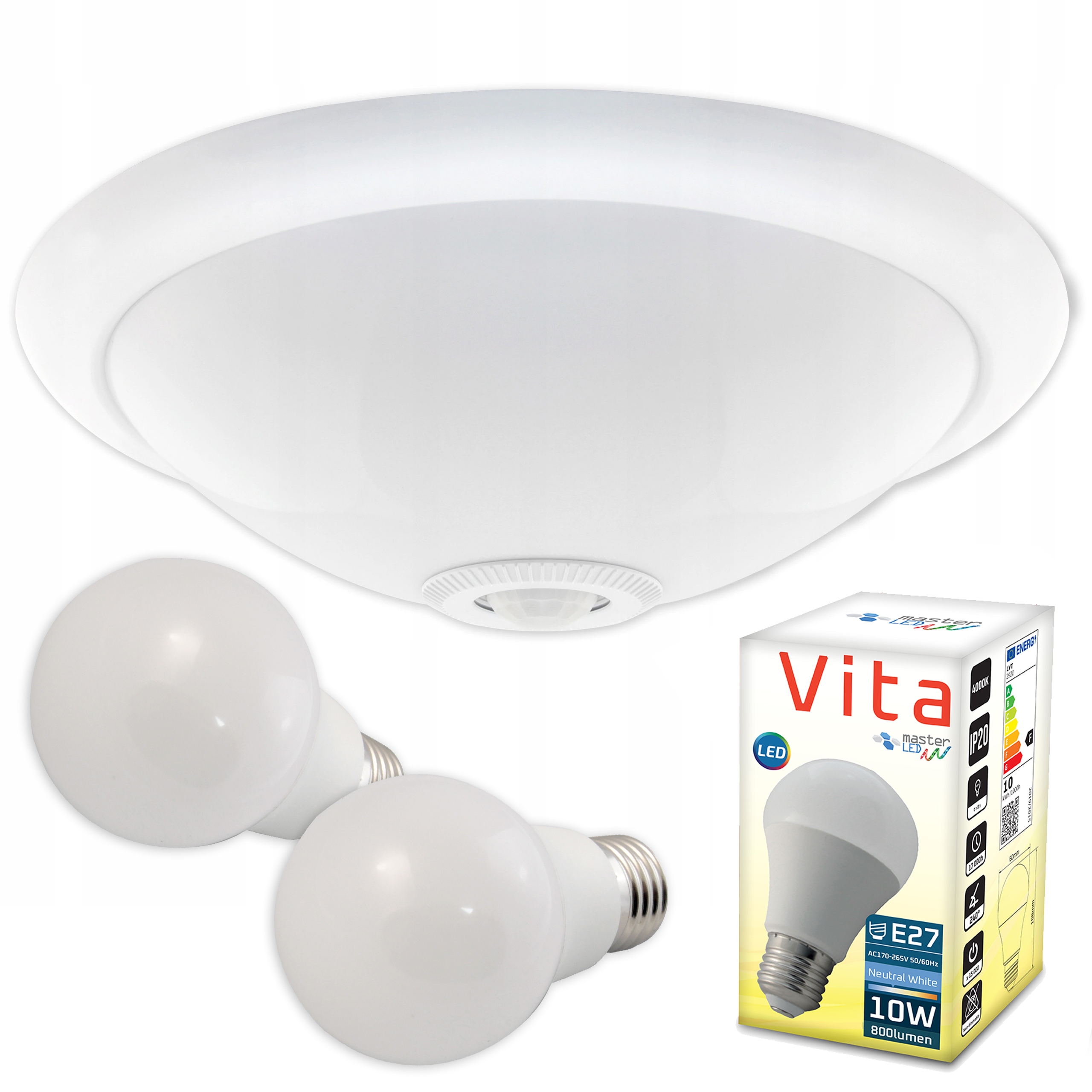 PLAFON OPRAWA LED CZUJNIK RUCHU +2xE27 10W ŻARÓWKI