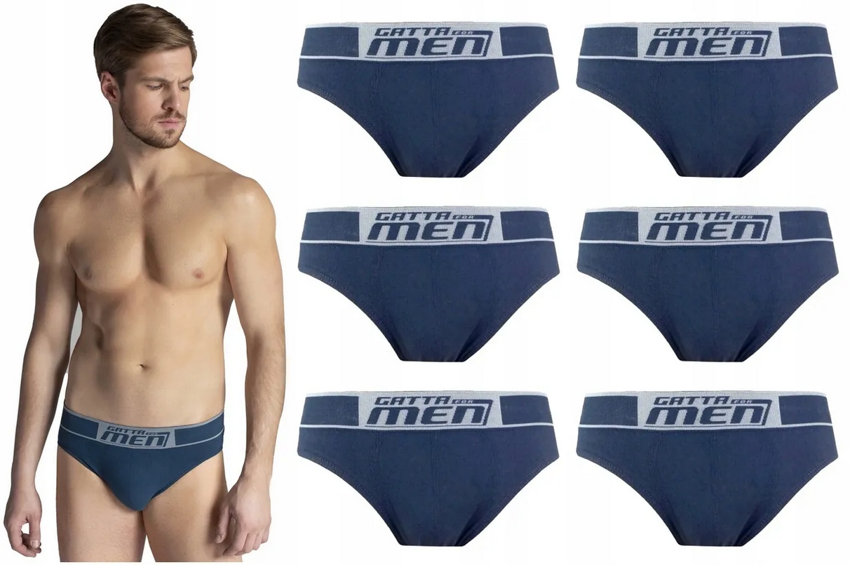 6 Bavlna Bavlněné Slipy Gatta , Modré, XXL