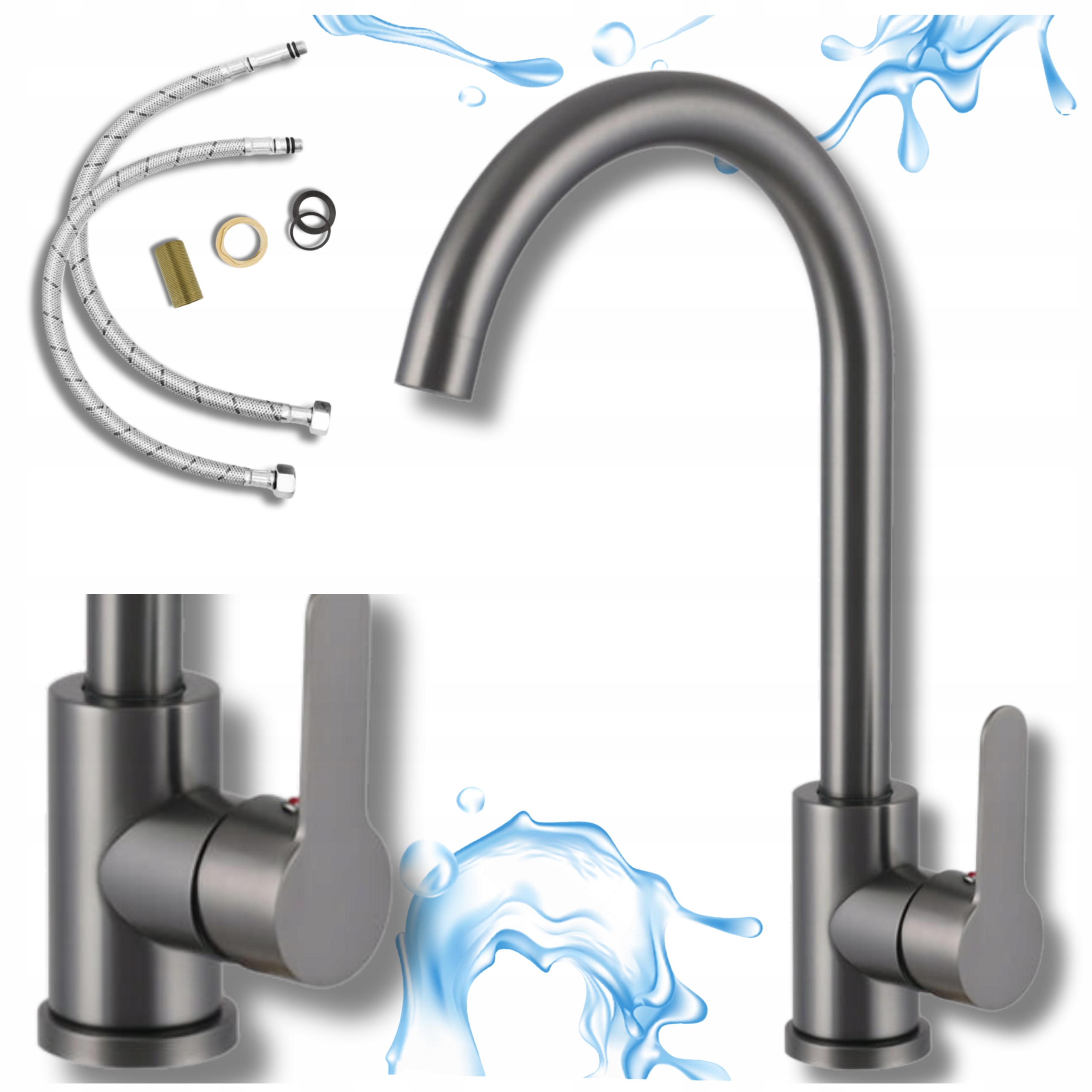 Stojící kuchyňská baterie Tmavě šedá Dego Kuchyňský kohout do dřezu