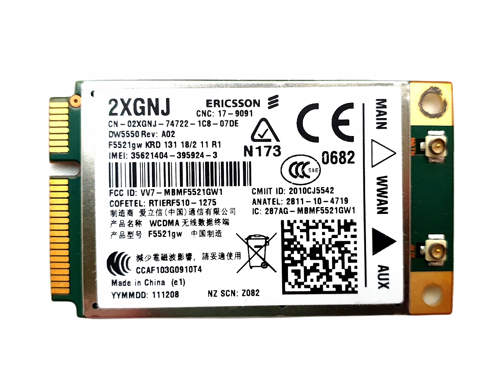 modem 3G gsm Wwan Ericsson F5521gw DELL Kod producenta 74BA-556D3