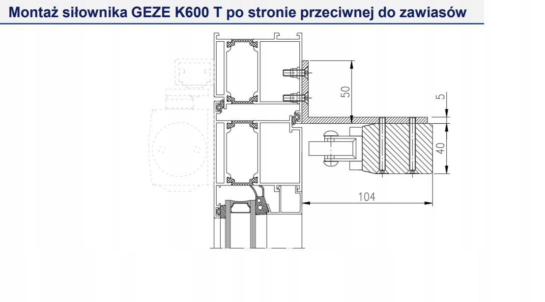 Kątownik montażowy do GEZE RWA K600 T Marka Geze