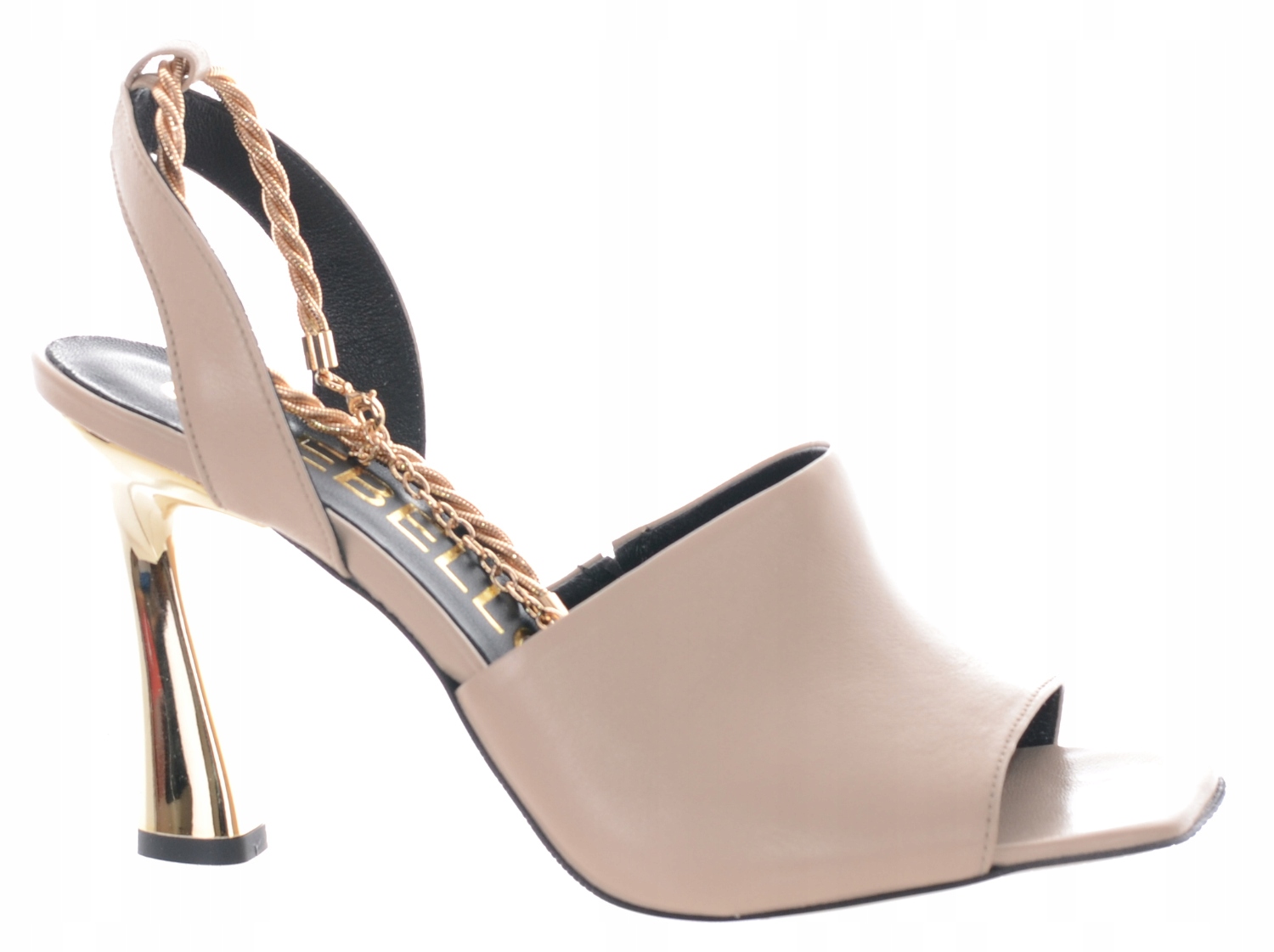 Béžové Elegantní Sandály Na Podpatku Řetízek Dámské Chebello 36
