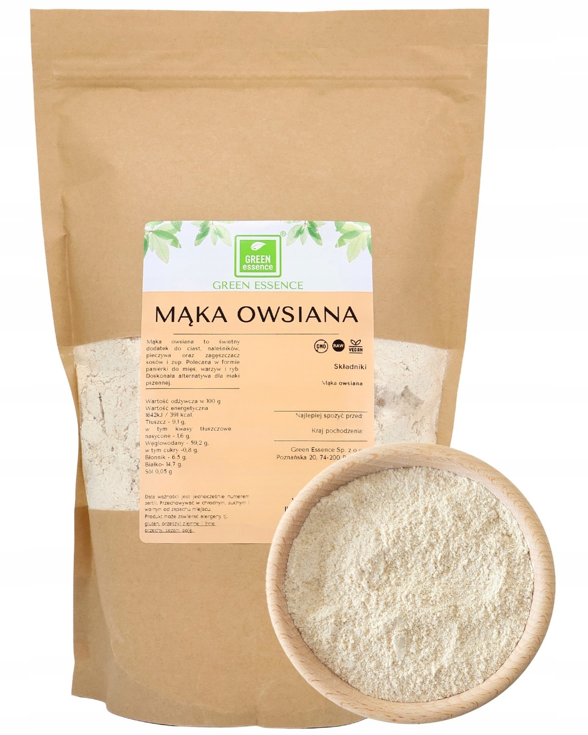 Levně 5x Green Essence Ovesná mouka 1 kg přírodní ovesná mouka zdravá mouka