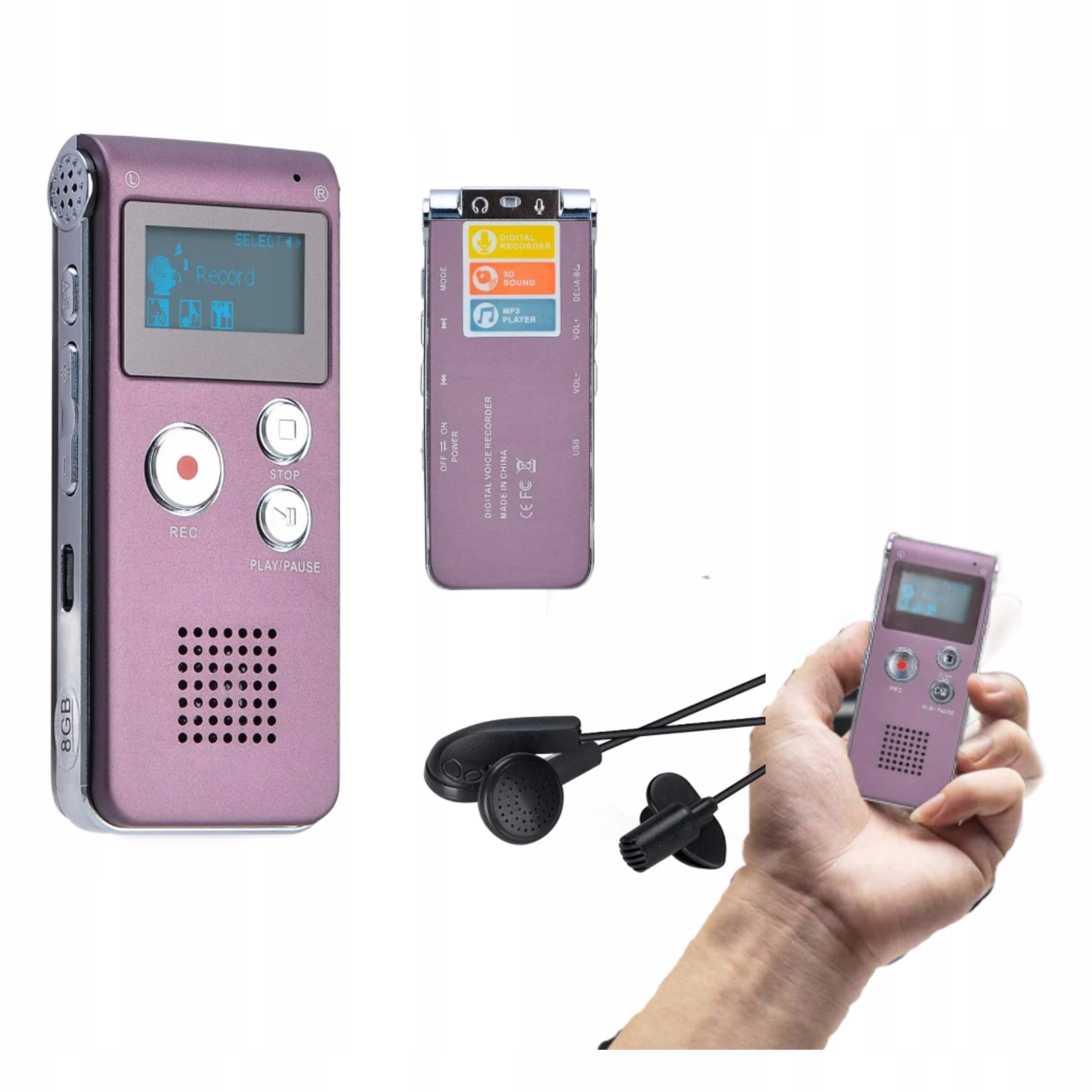 Digitální diktafon 8 Gb s mikrofonem Stereo MP3 Nahrávání Spotkan Rozhovorů