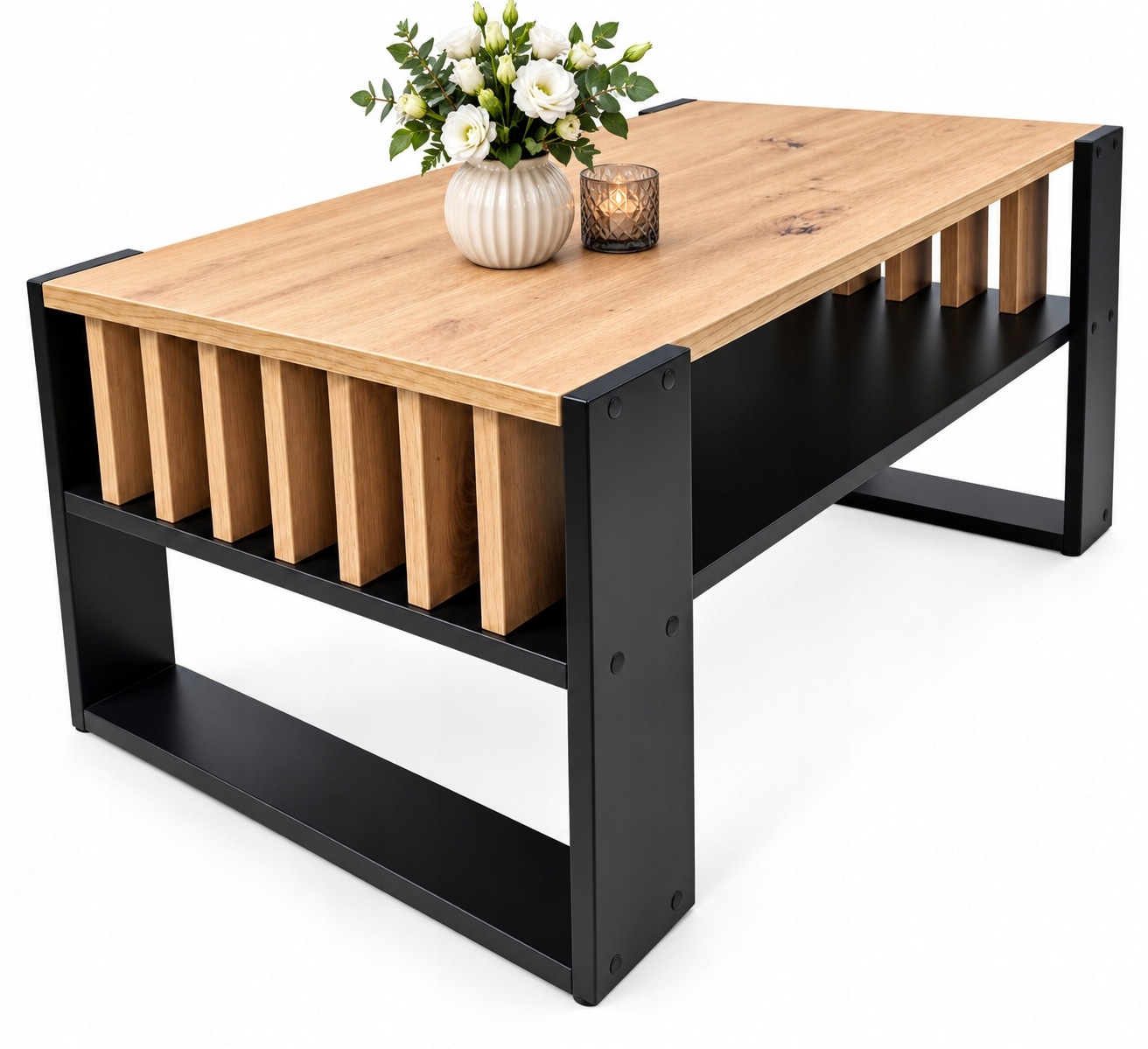 Konferenčný Stolík do obývačky čierny dub artisan 92x53,5x45 cm obdĺžniková lavica