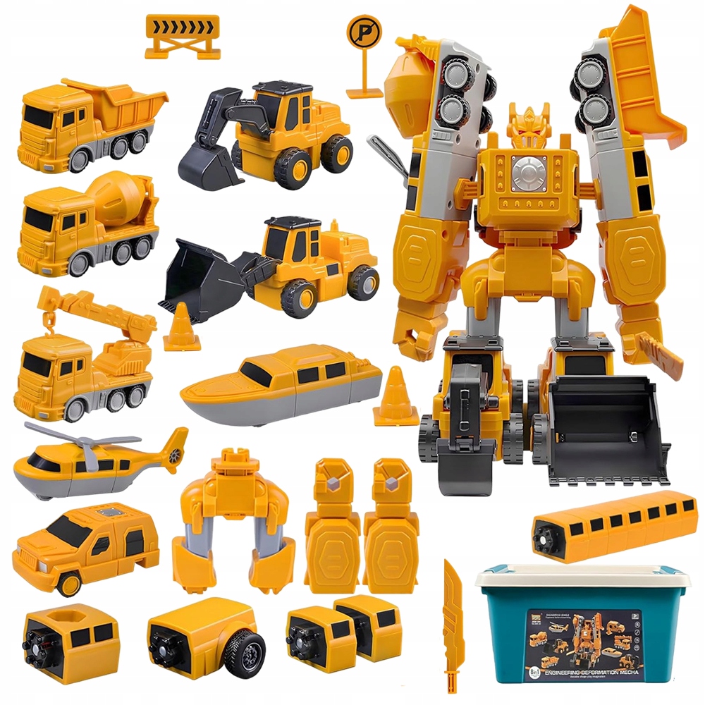 AUTO ROBOT DO SKRĘCANIA DLA DZIECI KOPARKA DŻWIG ZABAWKA KONSTRYKCYJNA