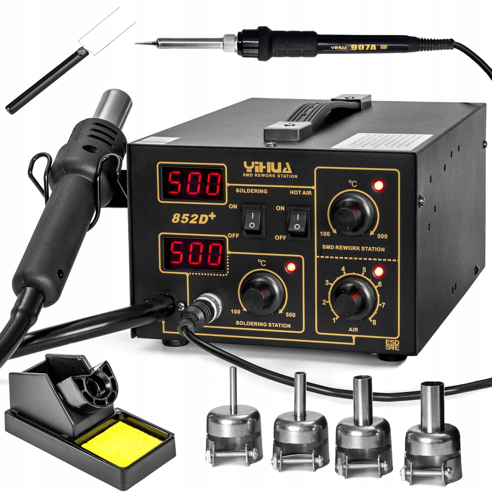 852D+ Stacja Lutownicza Hot-air 700W Spawarka do Plastiku Lutownica Hot-air