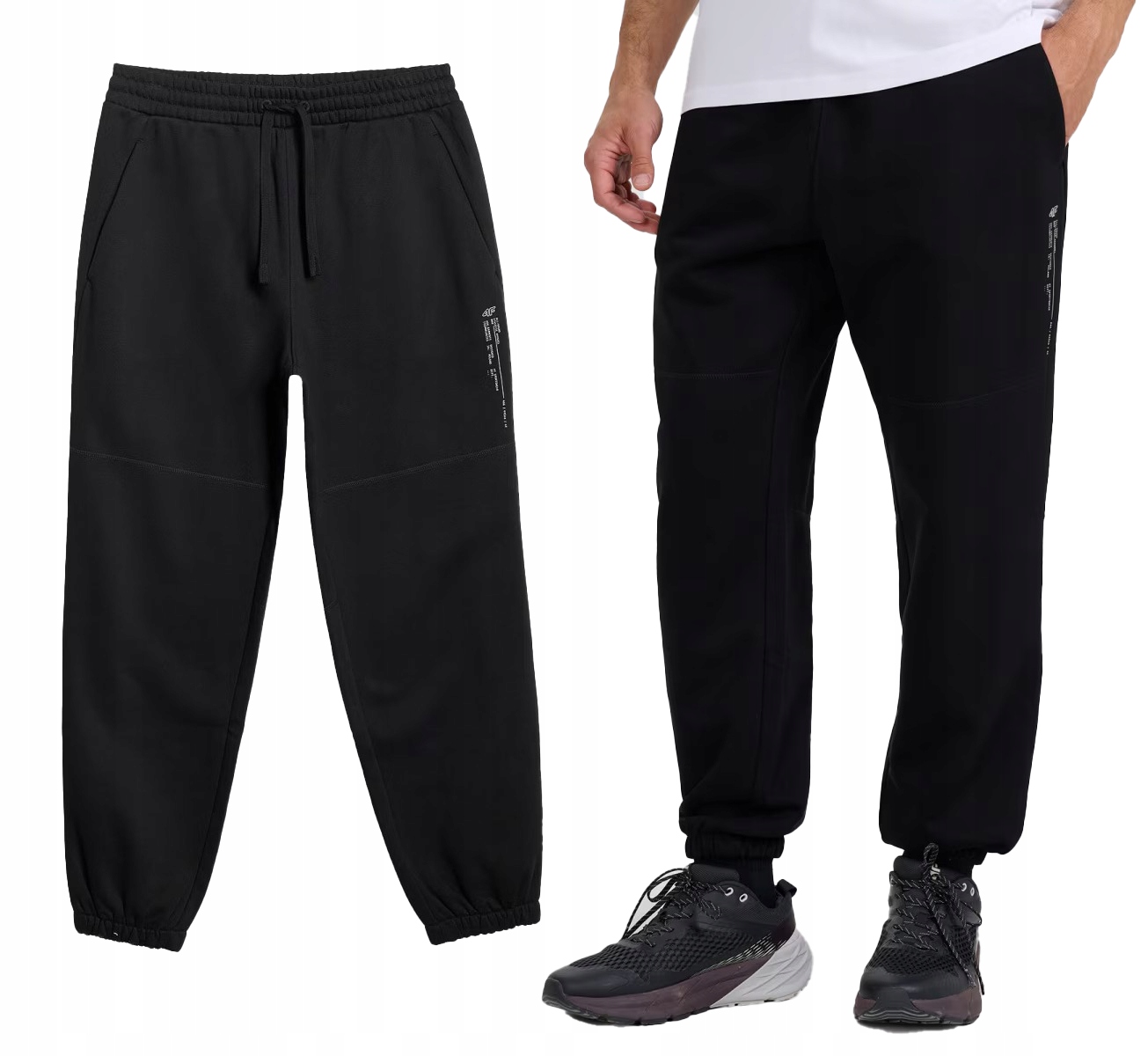 Zateplené tepláky jogger střihu 4F s manžetami M1211 černé L