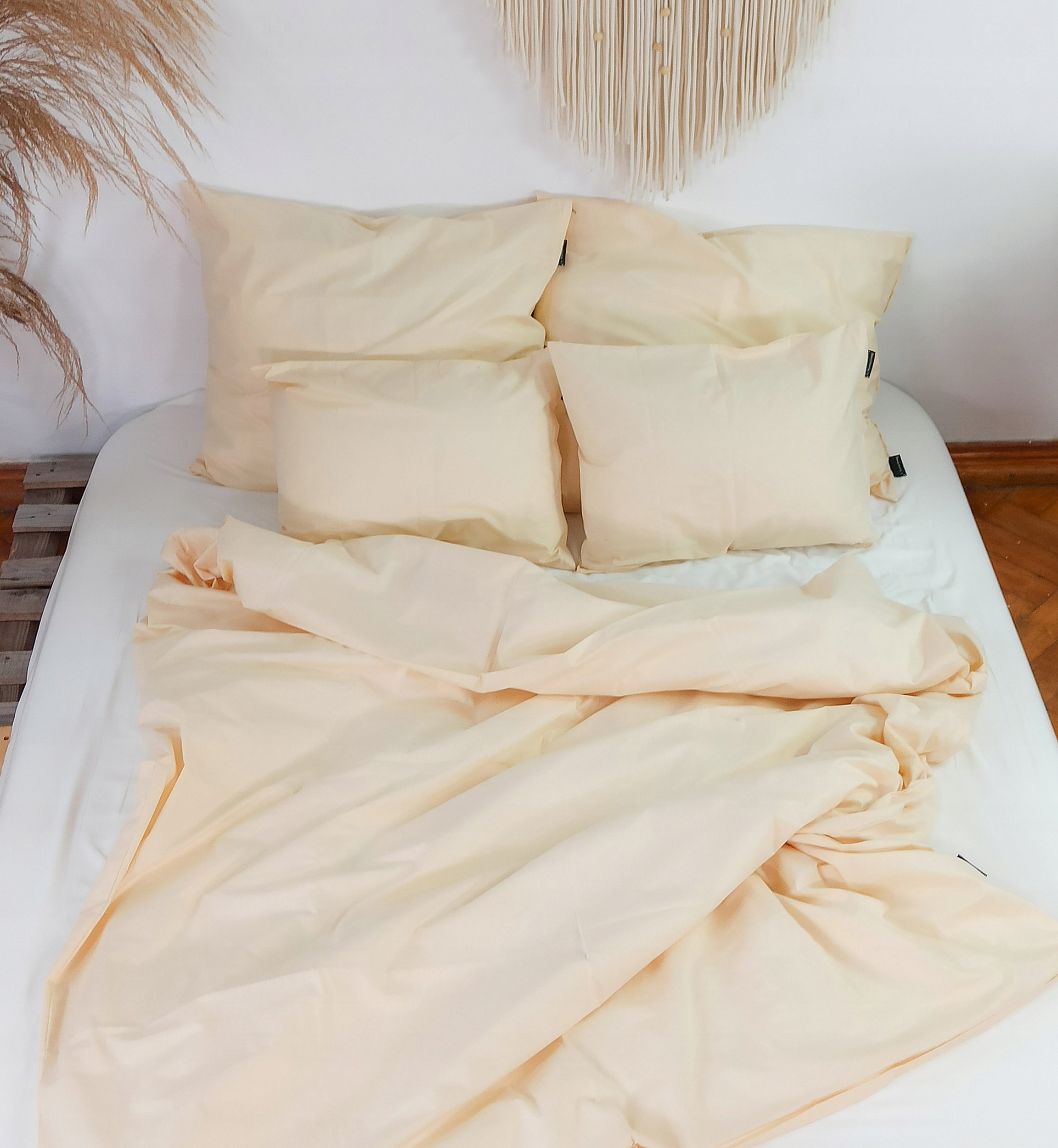 

Beżowa pościel jasna Ecru 220x200 - 70x80